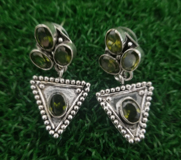 Oxidized Green stones Earrings Jhumki Jhumka for Women and Girls