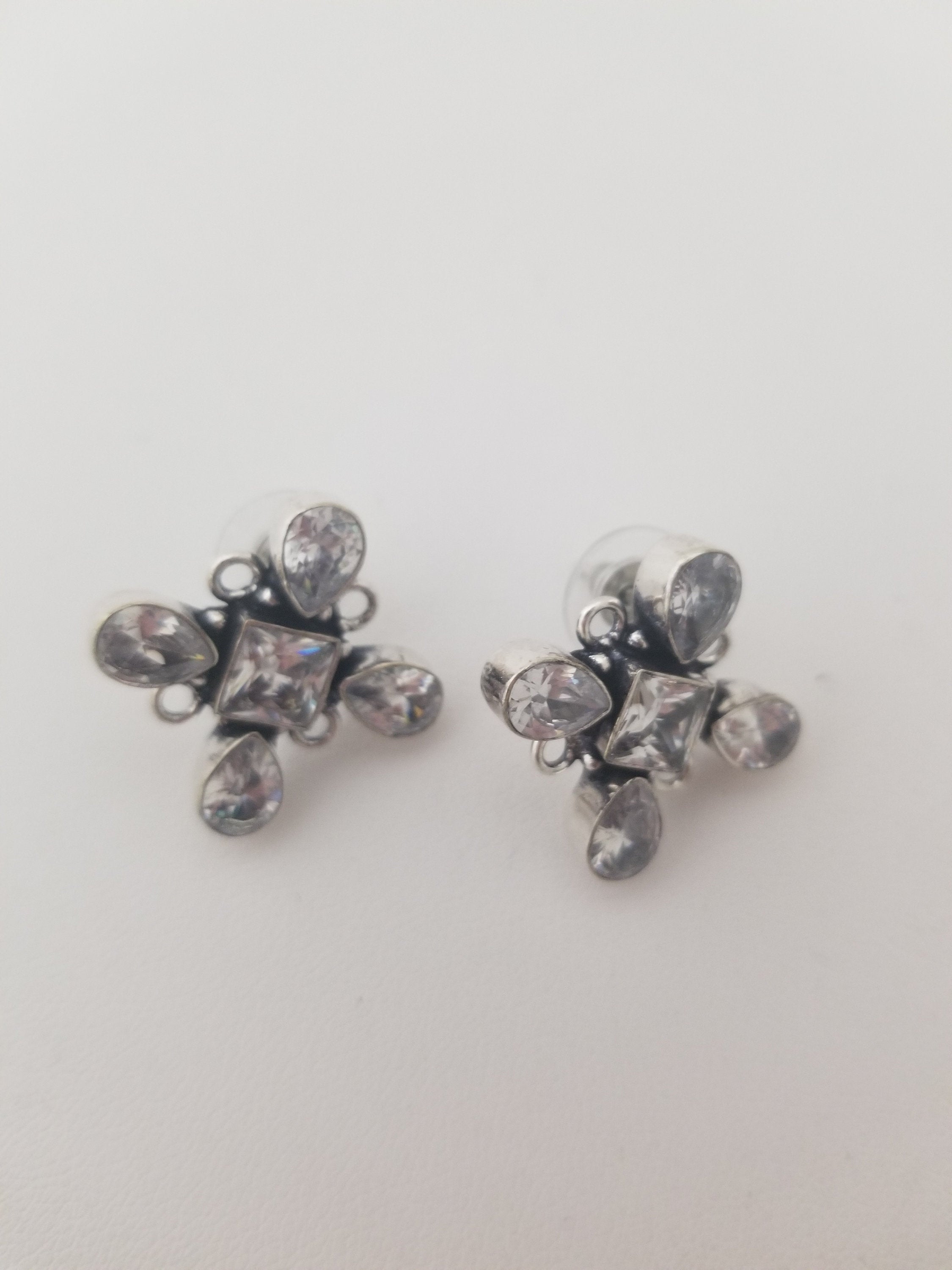 Oxidized white stones Earrings Jhumki Jhumka for Women and Girls