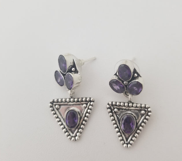 Oxidized Purple stones Earrings Jhumki Jhumka for Women and Girls