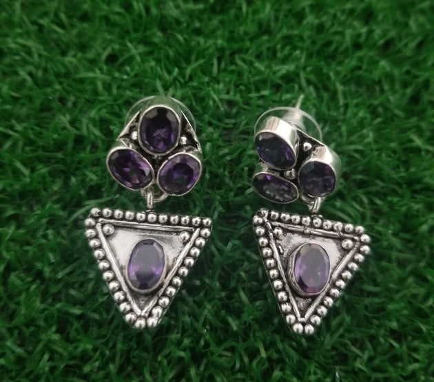 Oxidized Purple stones Earrings Jhumki Jhumka for Women and Girls