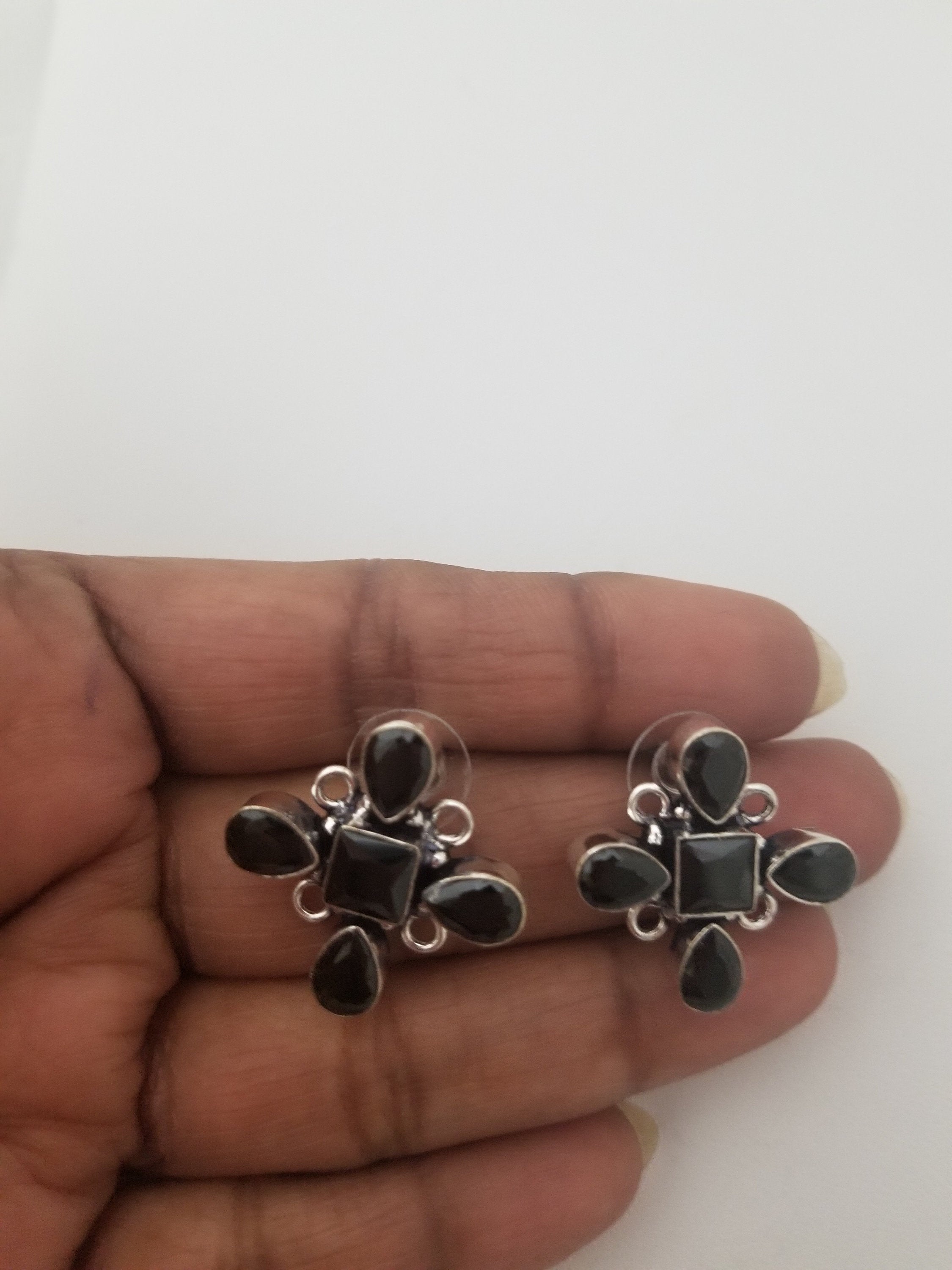Oxidized Black stones Earrings Jhumki Jhumka for Women and Girls