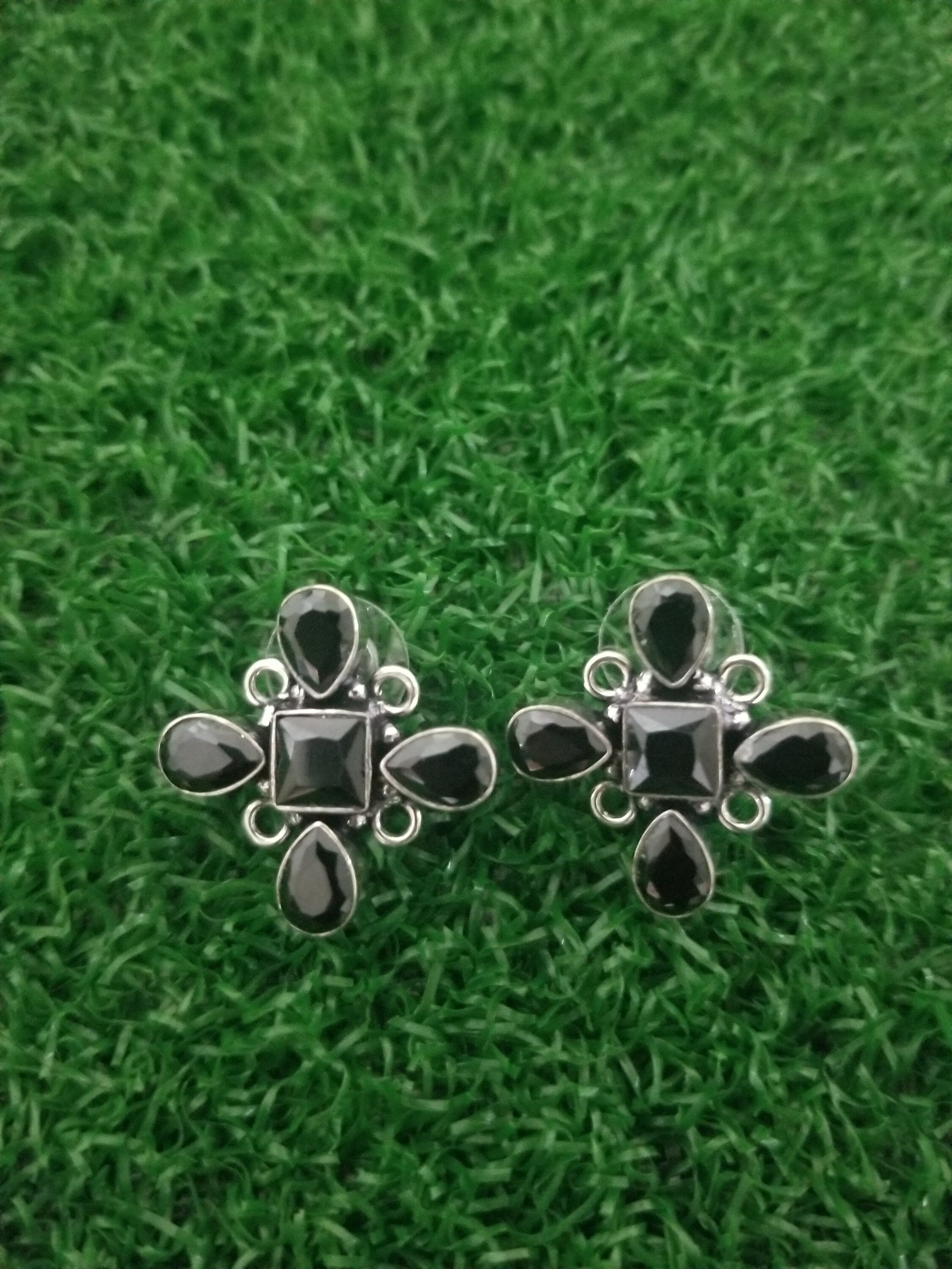 Oxidized Black stones Earrings Jhumki Jhumka for Women and Girls