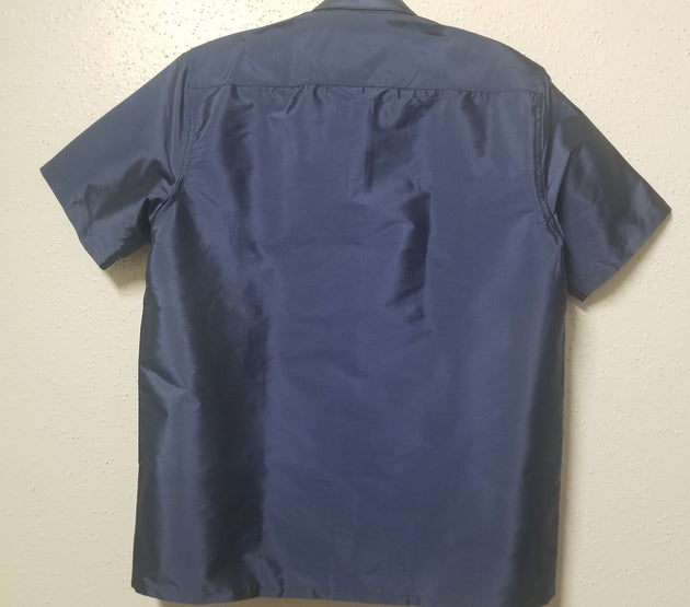 Men's Silk Shirt - Half Hand - Dark Blue Color - Size 42 - XL Size - Partywear Shirt - Indian Dresses