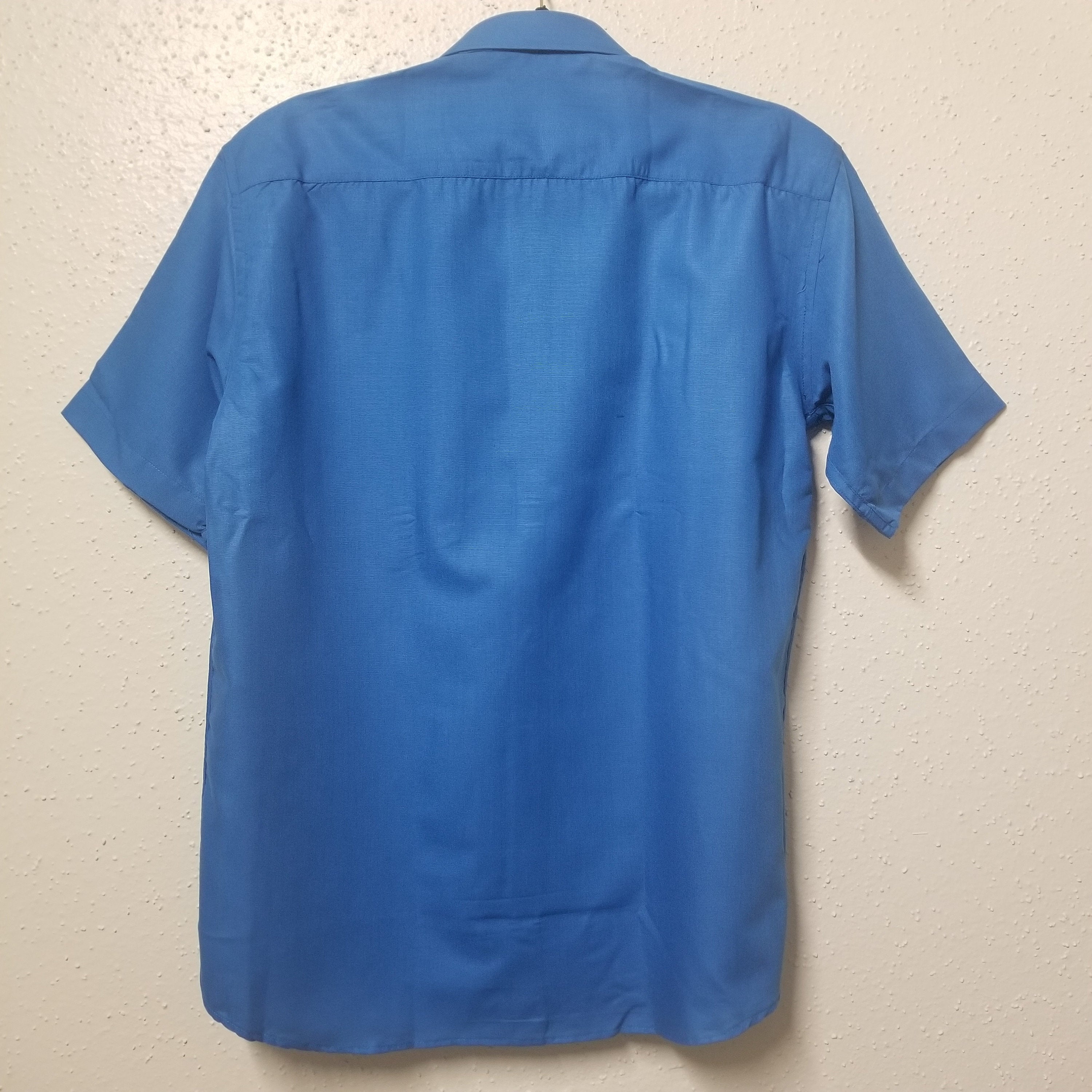 Men's Silk Cotton Shirt - Half Hand - Peacock Blue Color - Size 40 - L Size - Partywear Shirt - Indian Dresses