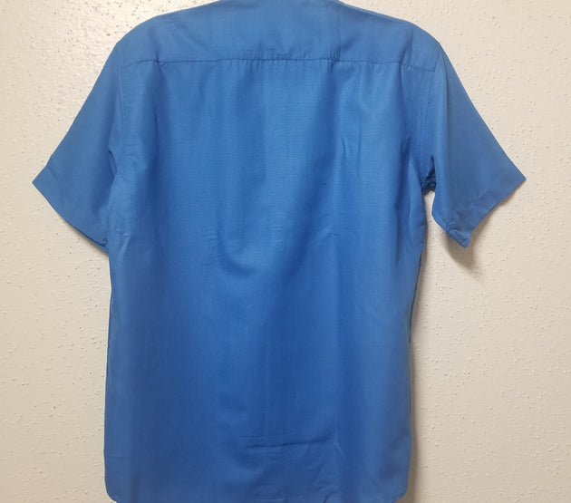 Men's Silk Cotton Shirt - Half Hand - Peacock Blue Color - Size 40 - L Size - Partywear Shirt - Indian Dresses