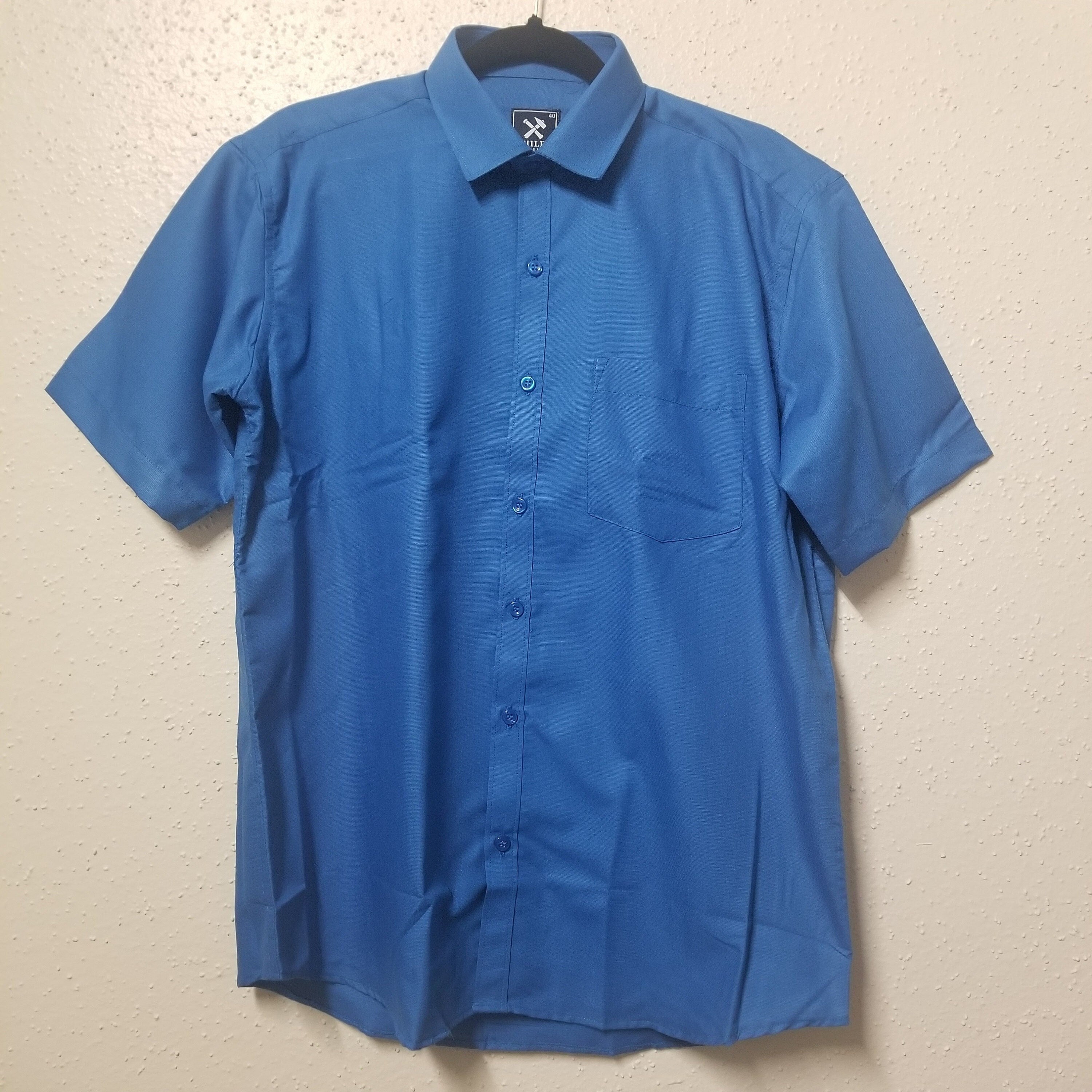 Men's Silk Cotton Shirt - Half Hand - Peacock Blue Color - Size 40 - L Size - Partywear Shirt - Indian Dresses