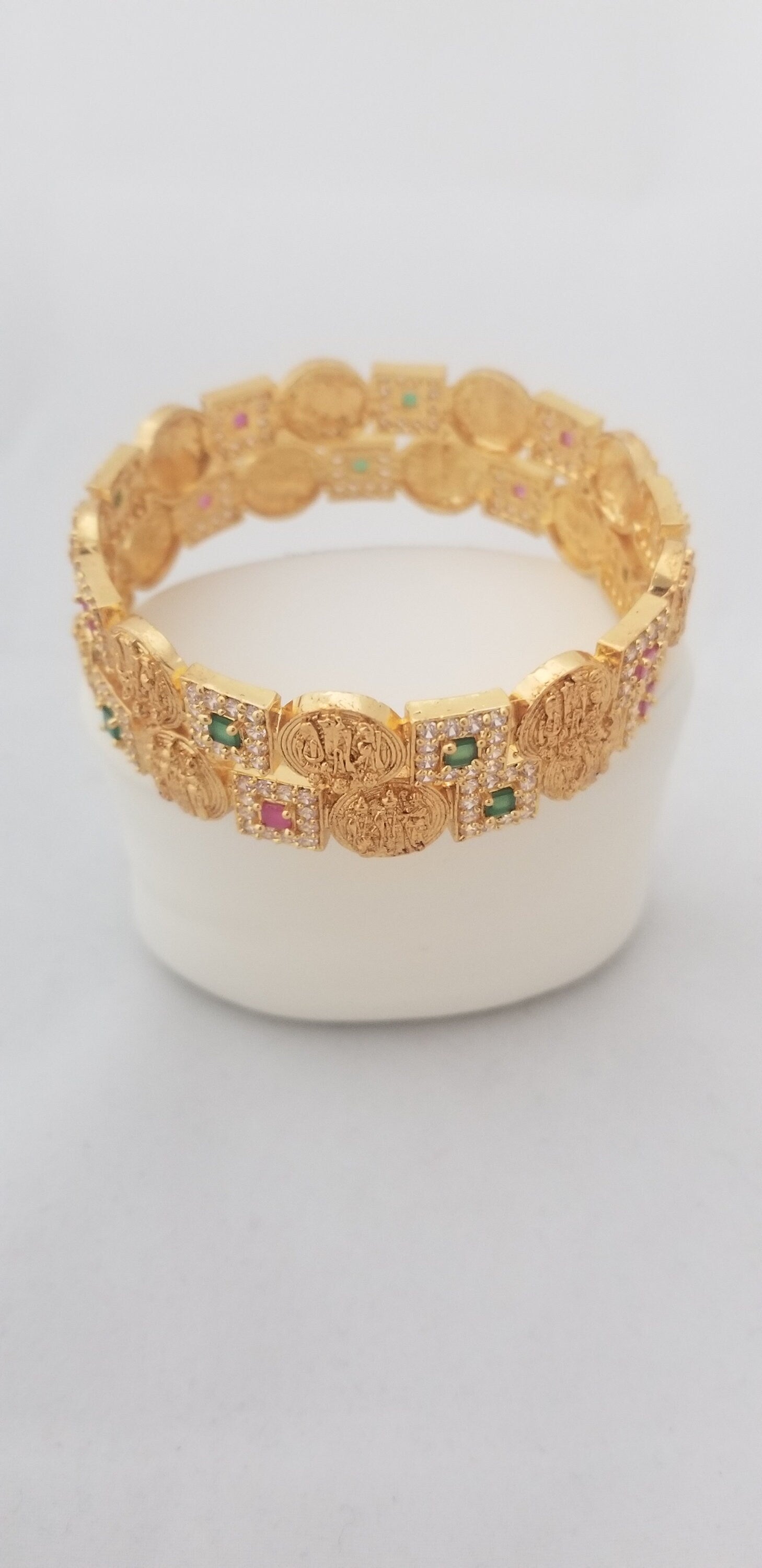 Premium Quality Matte finish Ramparivar bangle with AD stone work - set of 2 bangles - Size 2.6