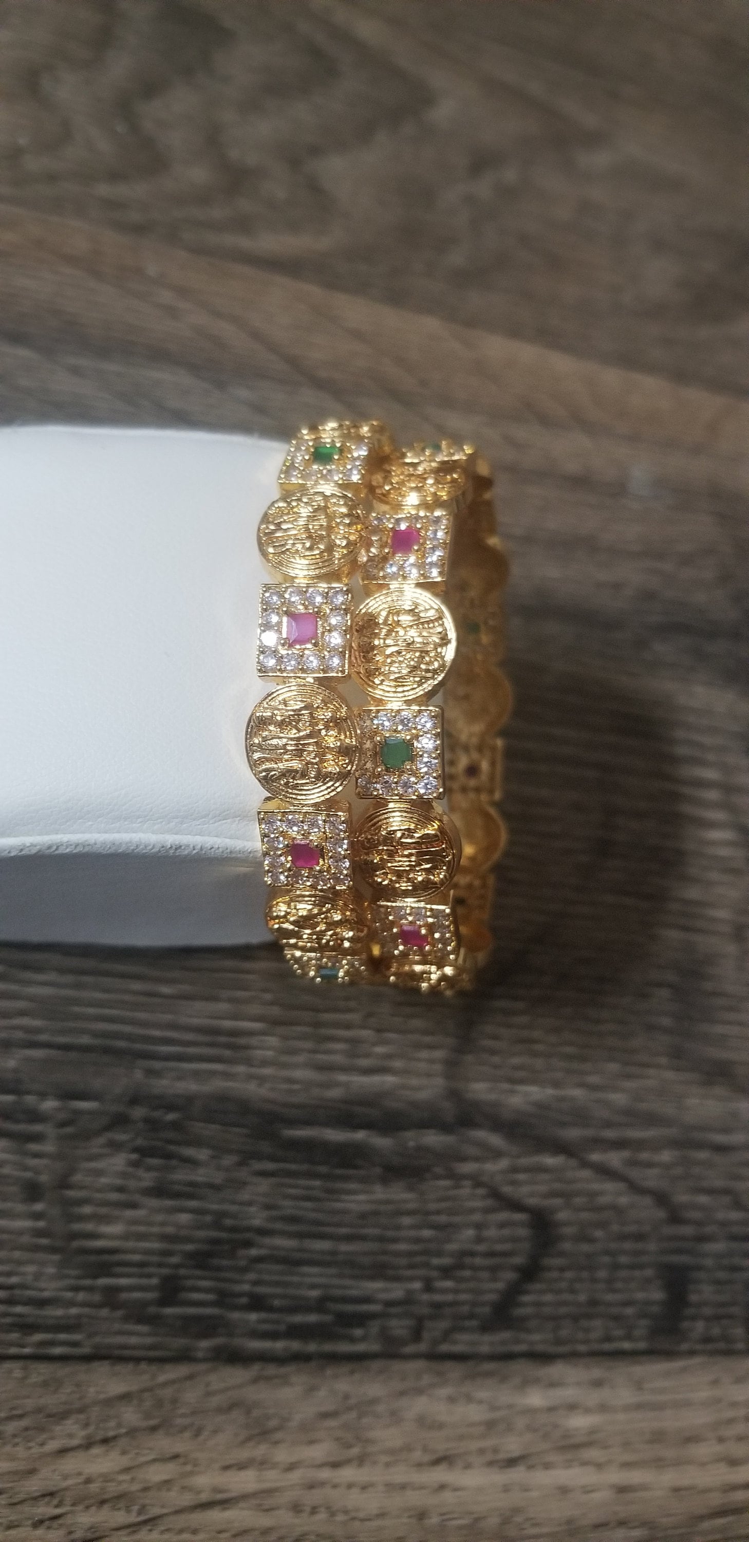 Premium Quality Matte finish Ramparivar bangle with AD stone work - set of 2 bangles - Size 2.6