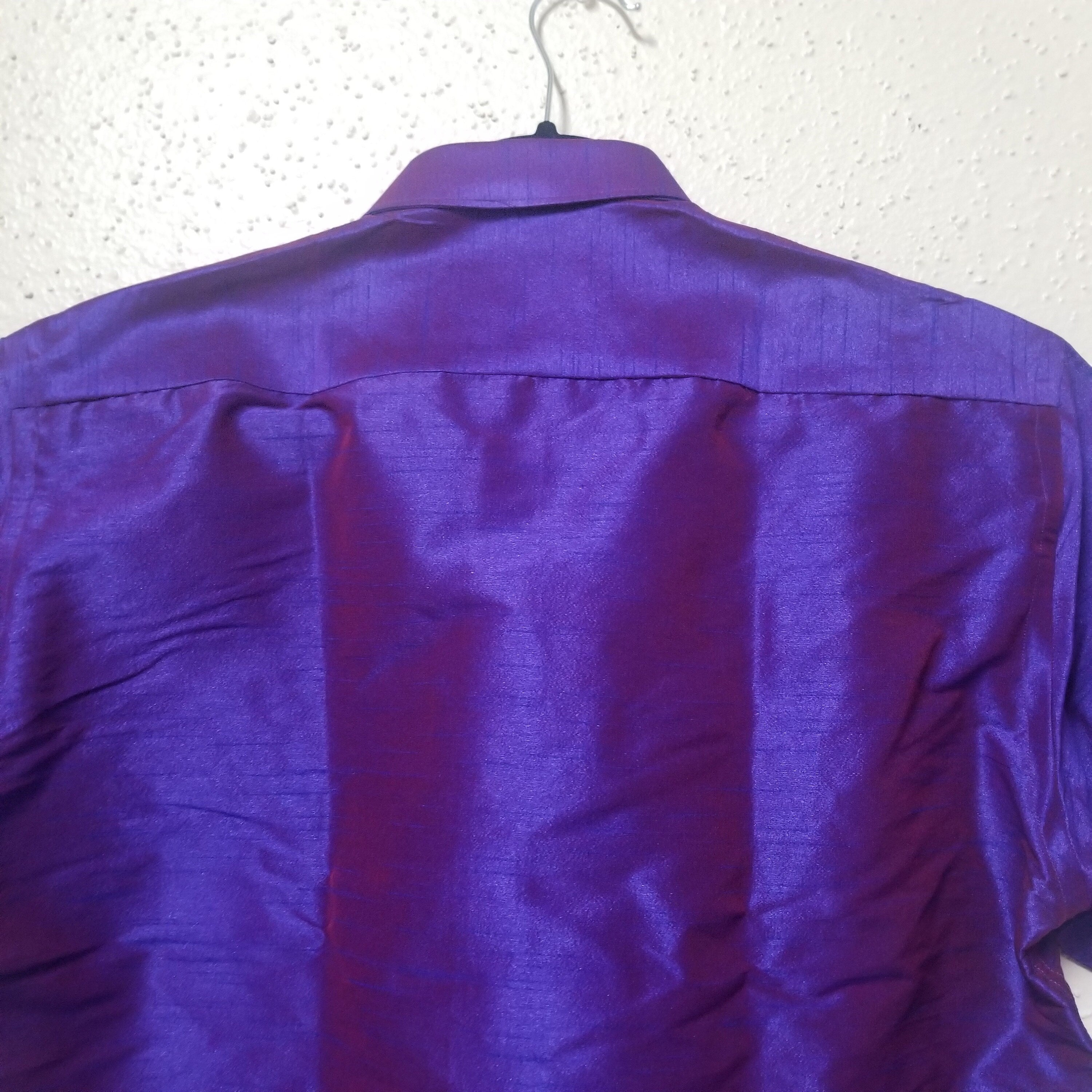Men's Silk Shirt - Half Hand - Purple Color - Size 42 - XL Size - Partywear Shirt - Indian Dresses