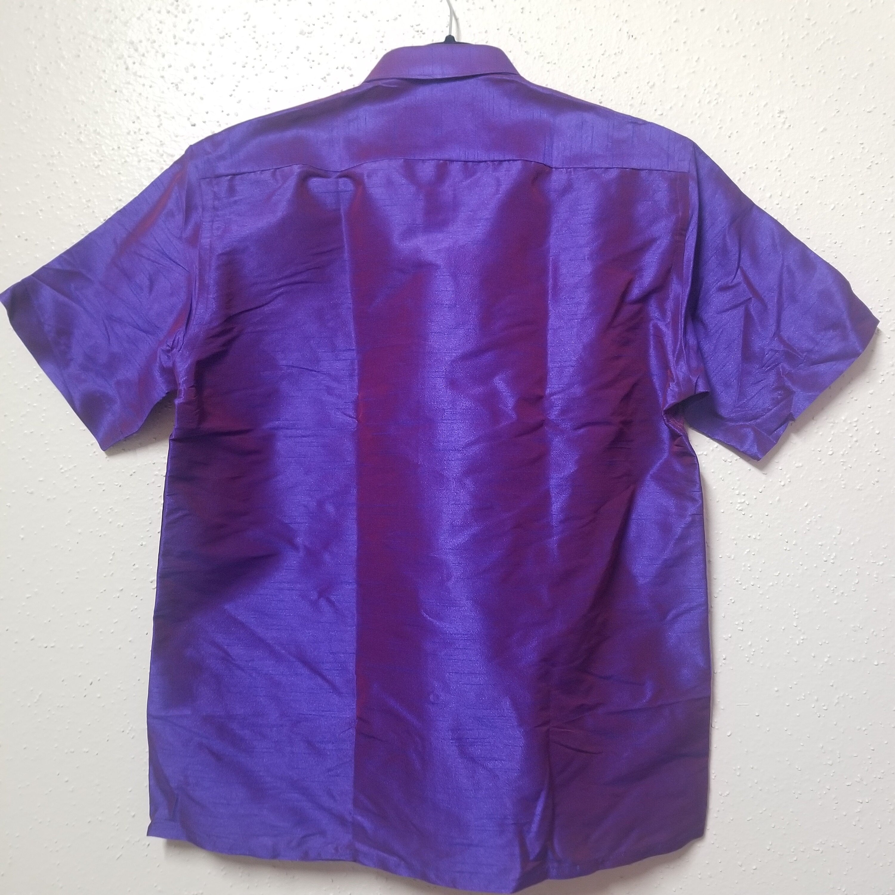 Men's Silk Shirt - Half Hand - Purple Color - Size 42 - XL Size - Partywear Shirt - Indian Dresses
