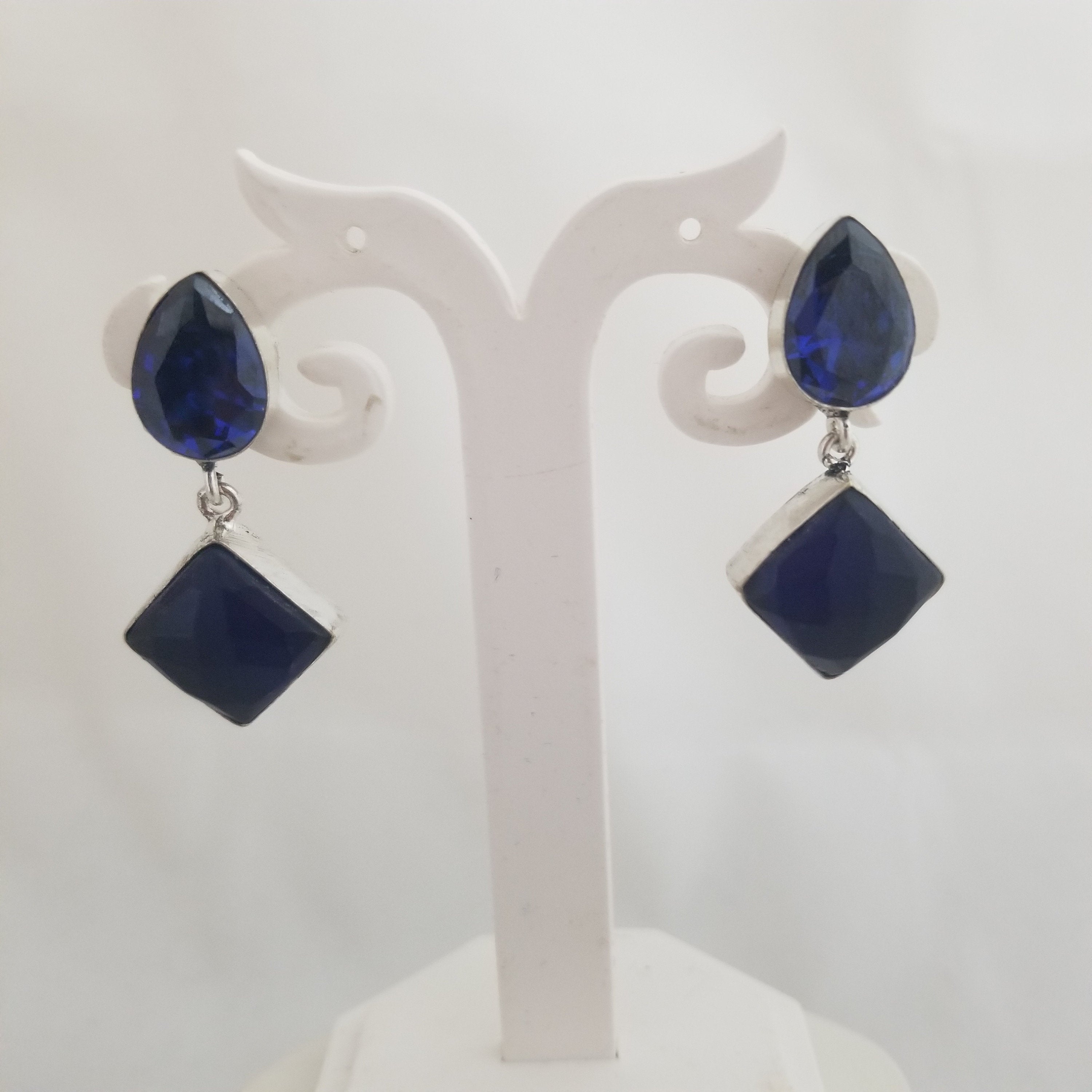 Oxidized Blue stones Earrings Jhumki Jhumka for Women and Girls