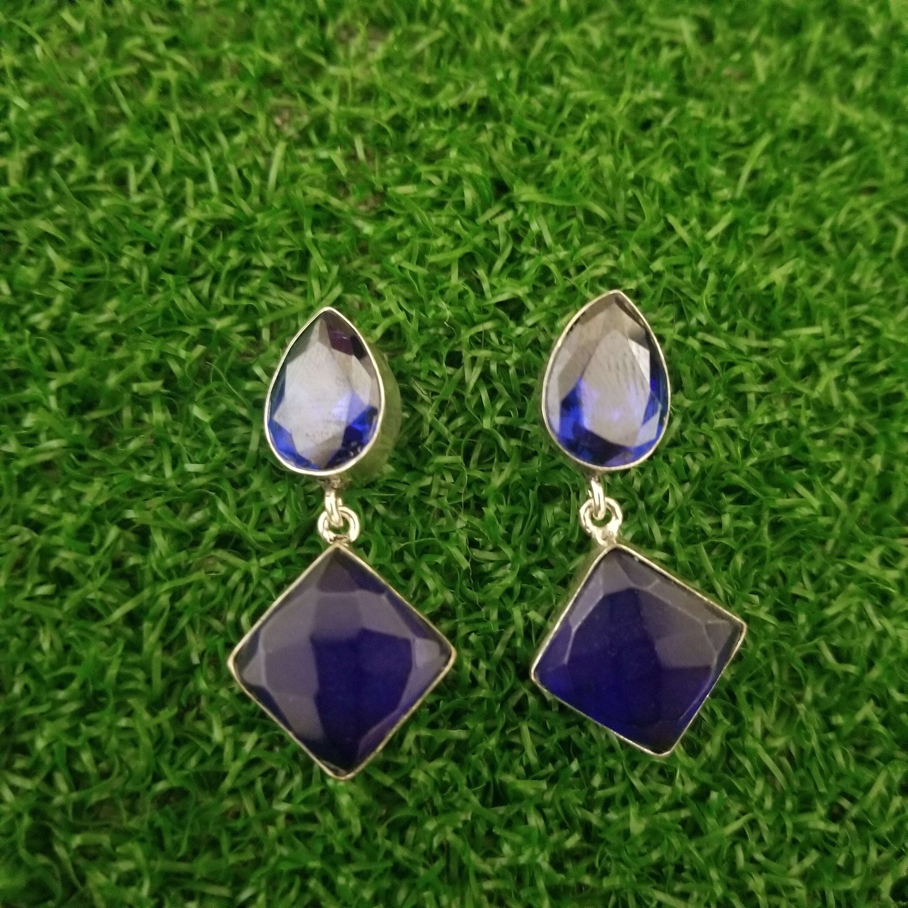 Oxidized Blue stones Earrings Jhumki Jhumka for Women and Girls