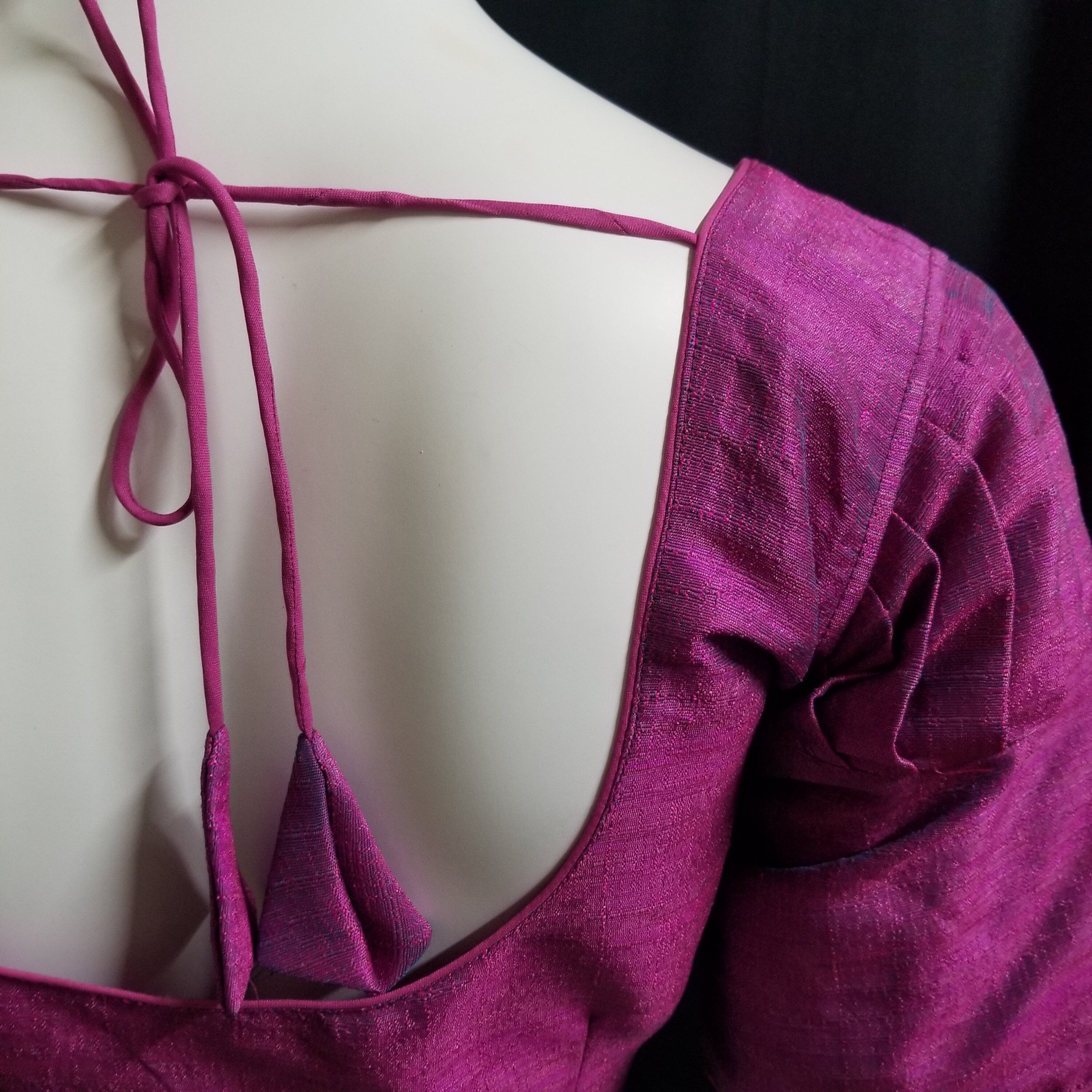 Readymade Saree Blouse - Purple Puff Silk base Blouse - Princess cut with (removable) pad Blouse - size 38" (Can alter 36, 40)