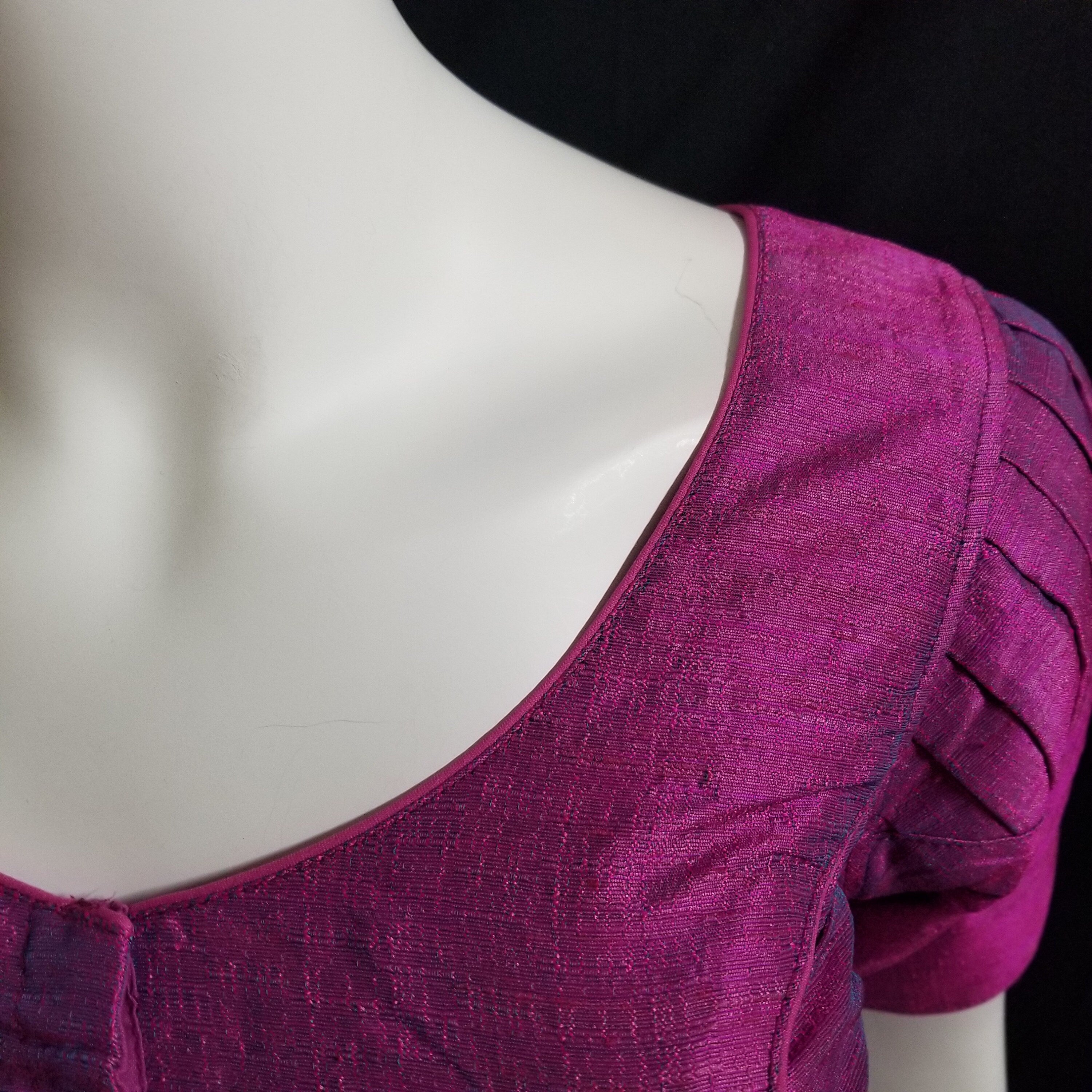 Readymade Saree Blouse - Purple Puff Silk base Blouse - Princess cut with (removable) pad Blouse - size 38" (Can alter 36, 40)