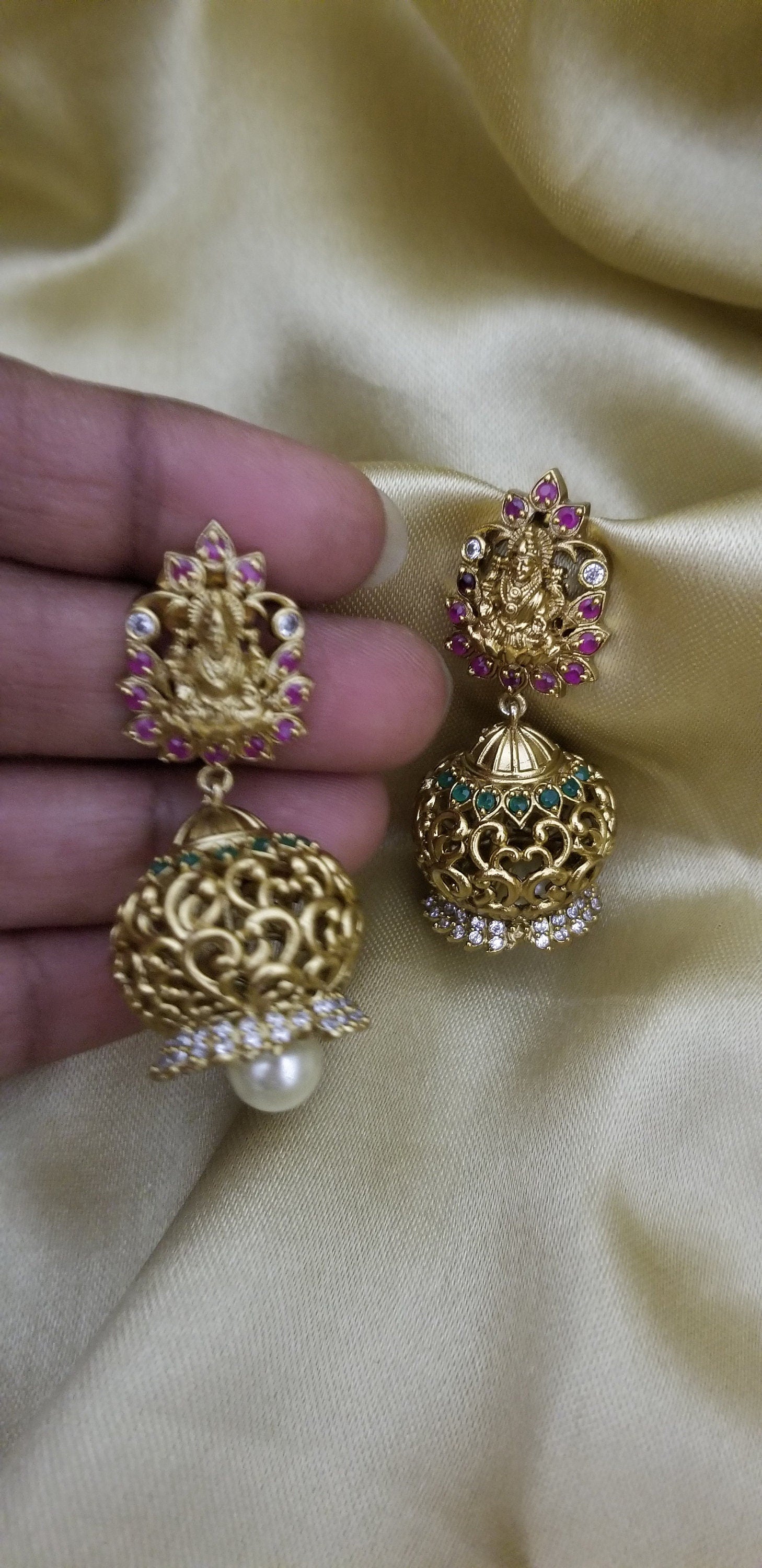 Lakshmi Premium Quality Antique finish AD stone Jhumka
