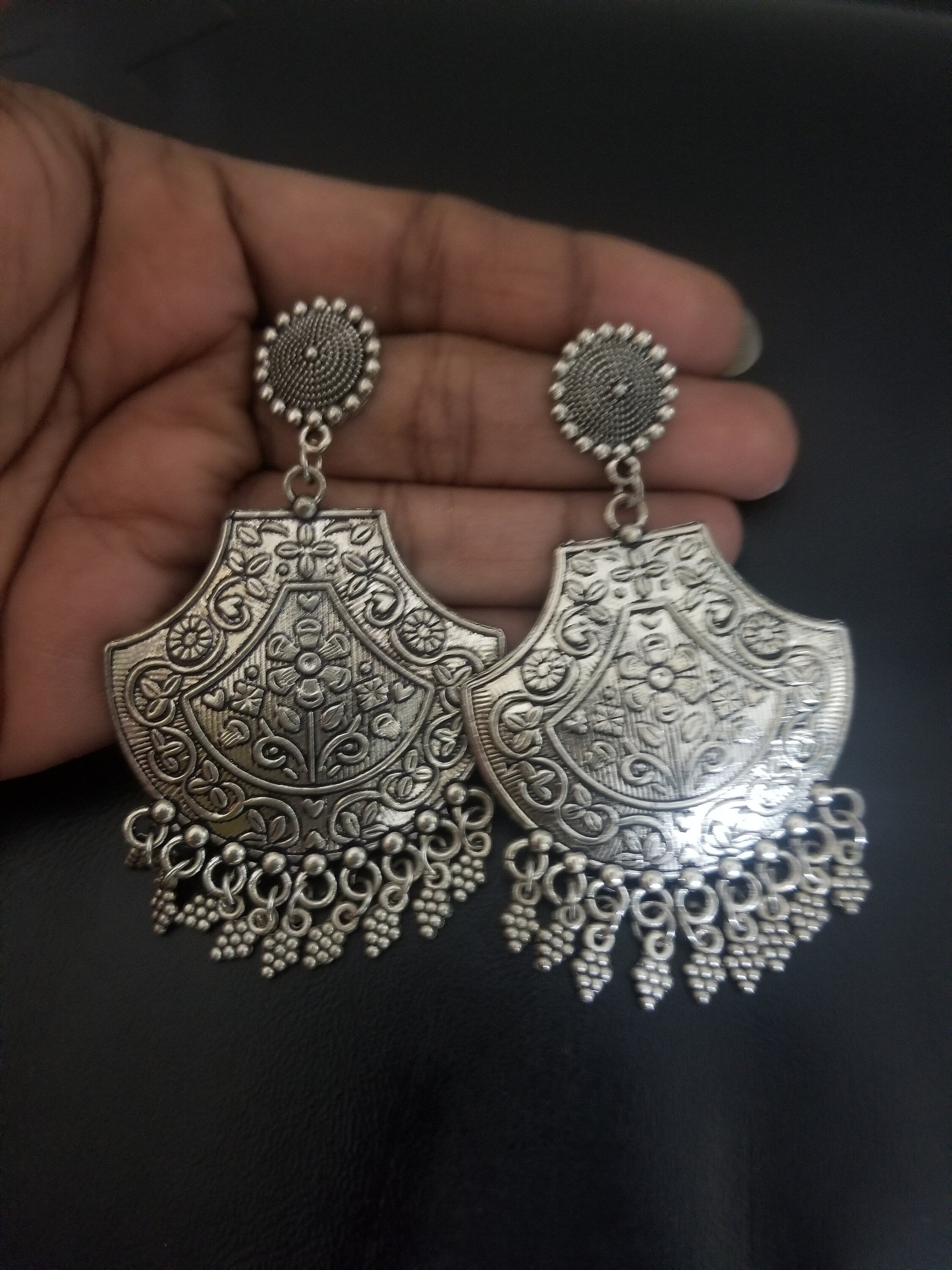 Oxidized Big Earrings Jhumki Jhumka for Women and Girls