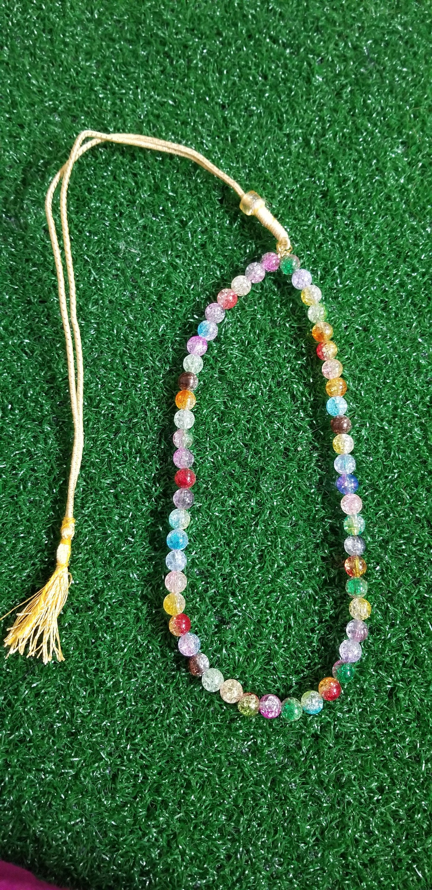 Multi-color glass bead chain with Earrings