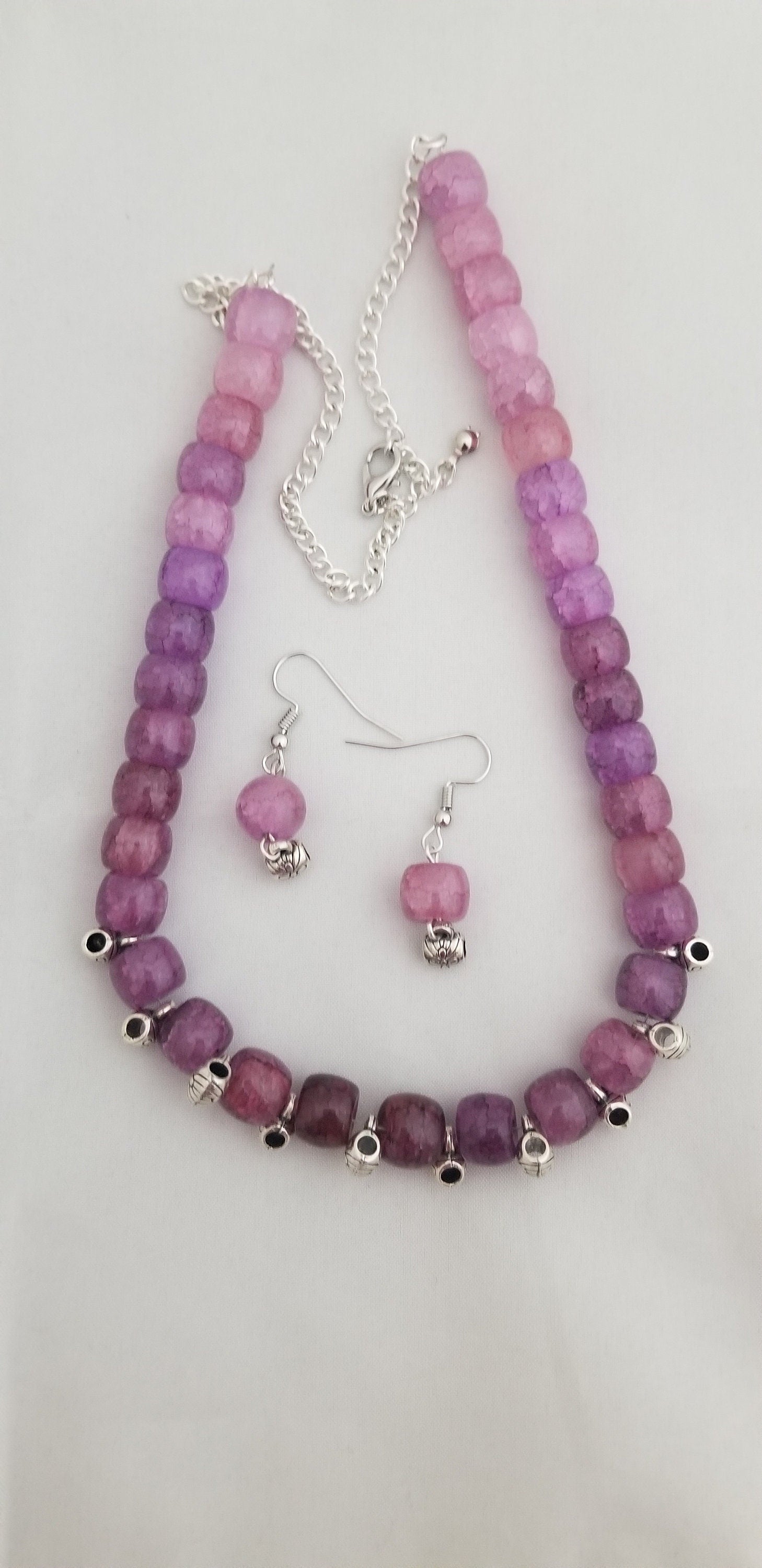 purple color bead chain with Earrings