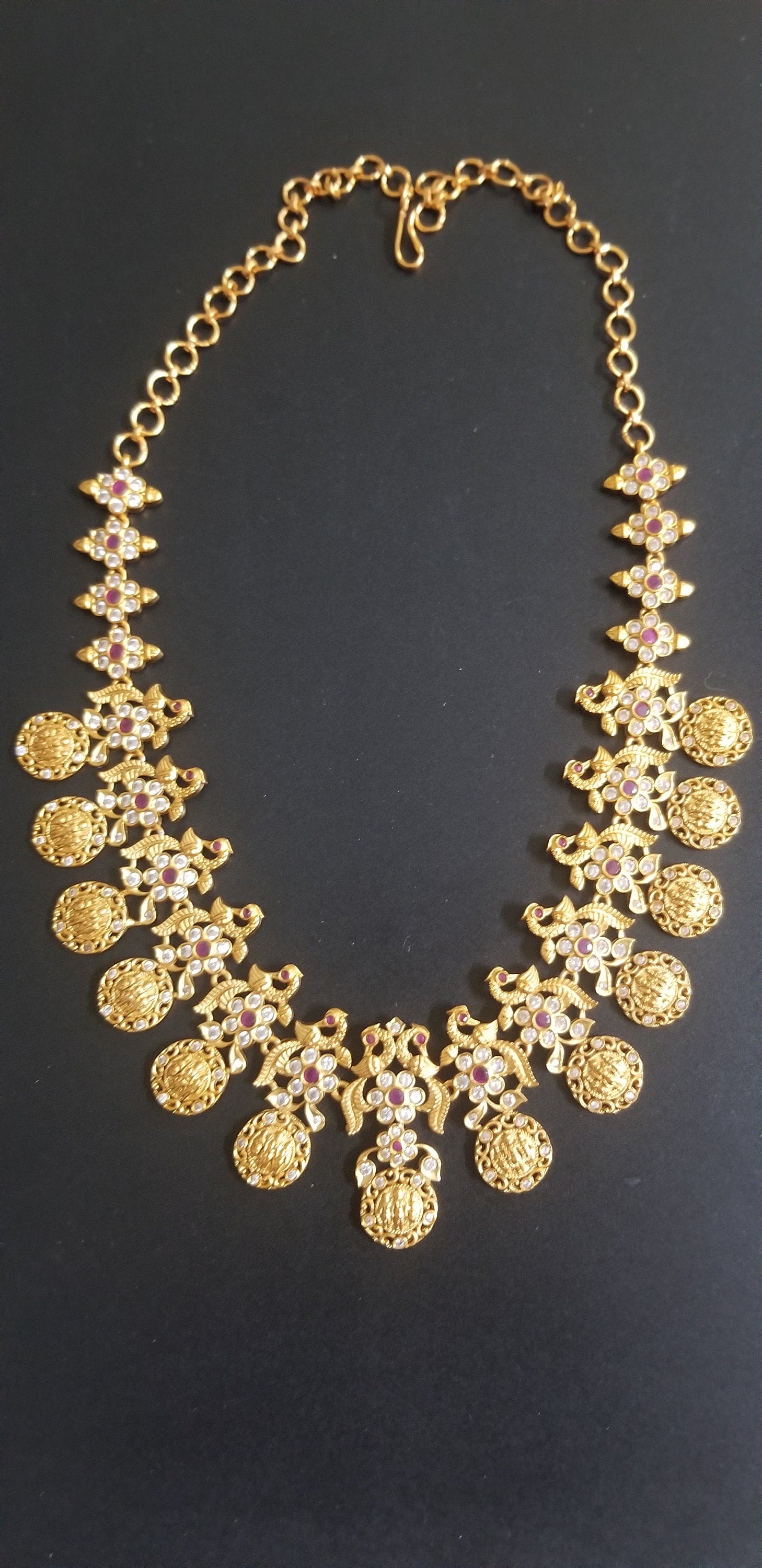 Premium Quality CZ Matte finish Peacock and Ramparivar Necklace with Beautiful Earrings