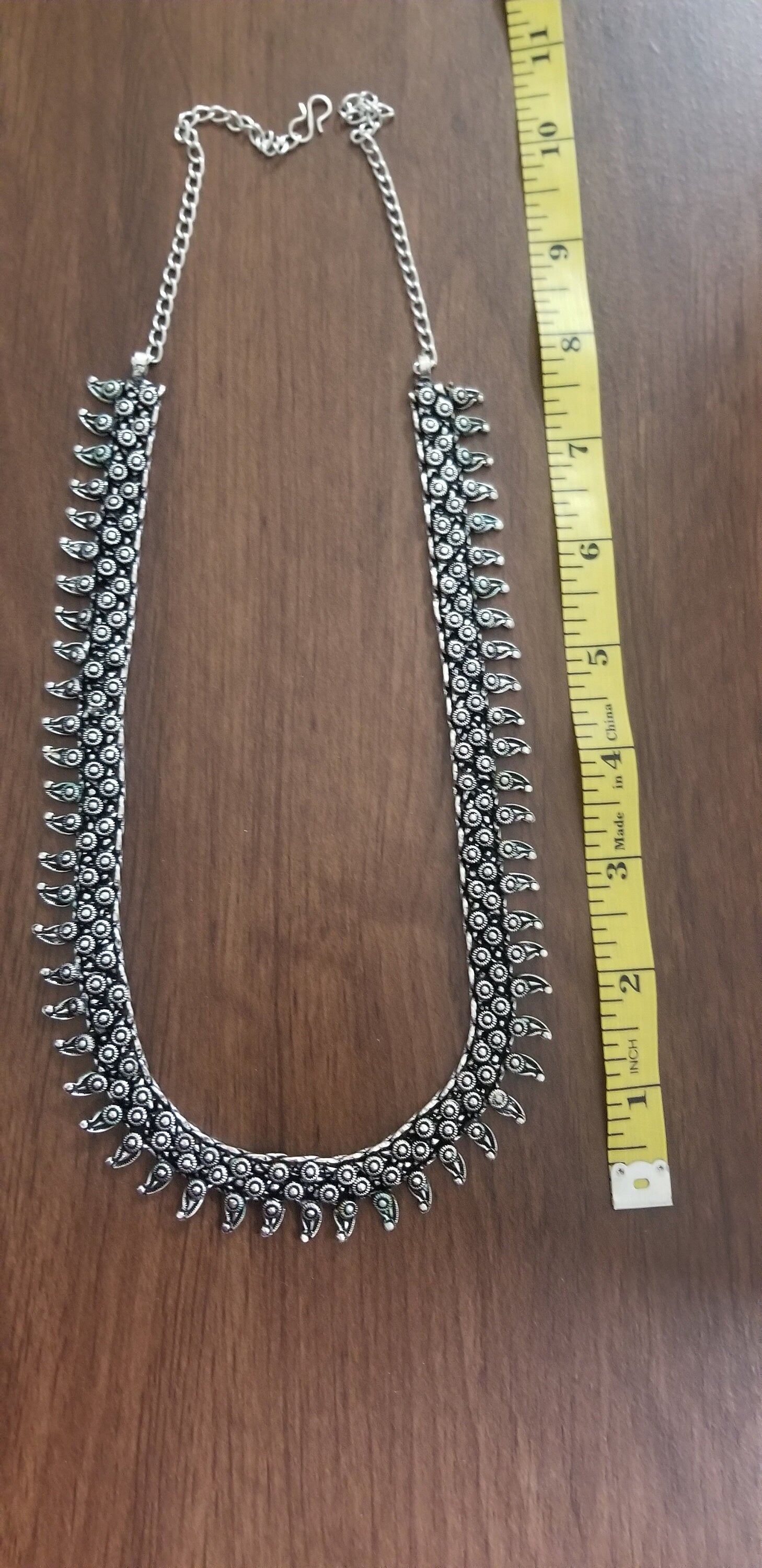 Antique Silver Chain with matching big Earrings and Finger Ring