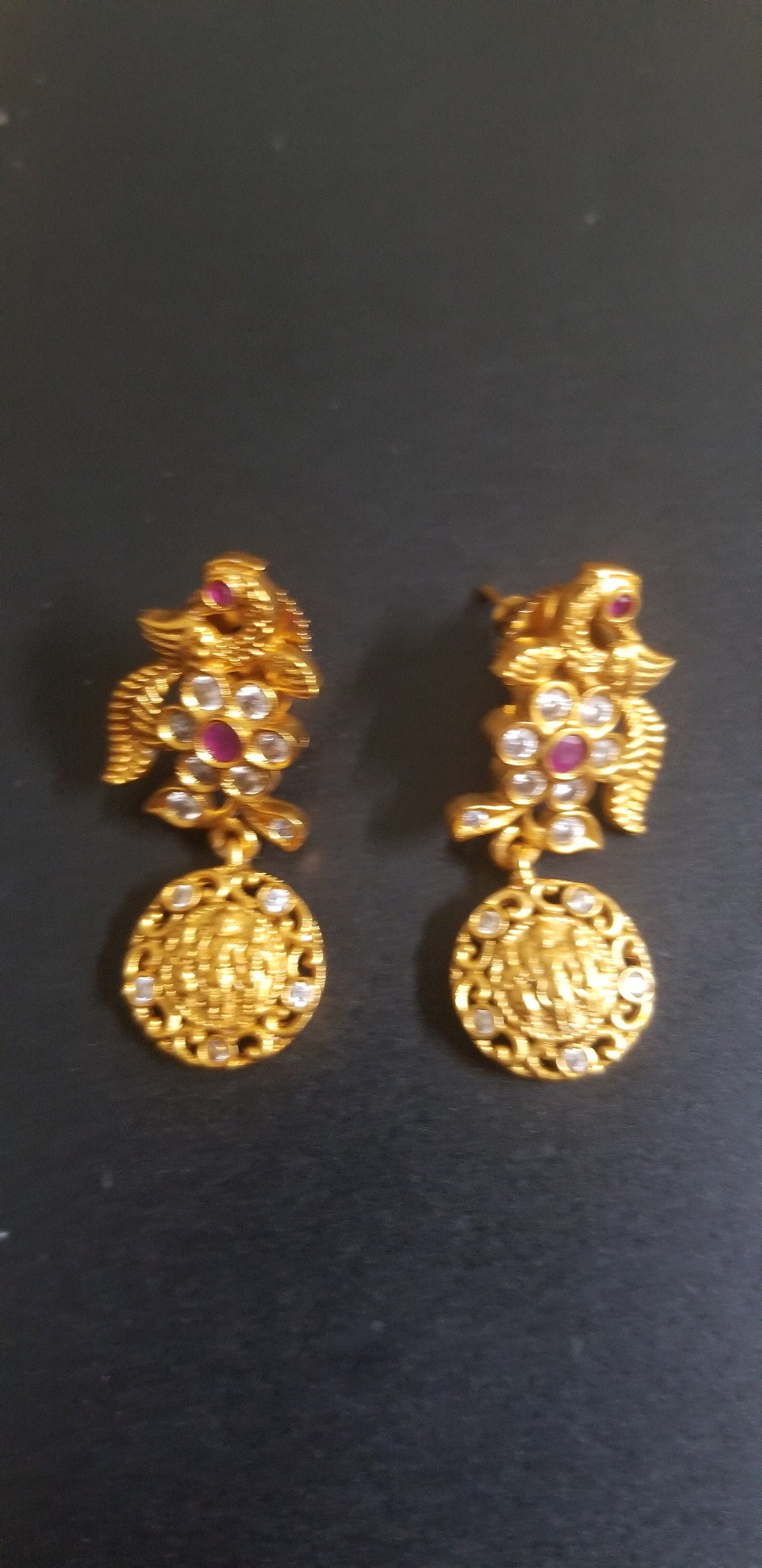 Premium Quality CZ Matte finish Peacock and Ramparivar Necklace with Beautiful Earrings