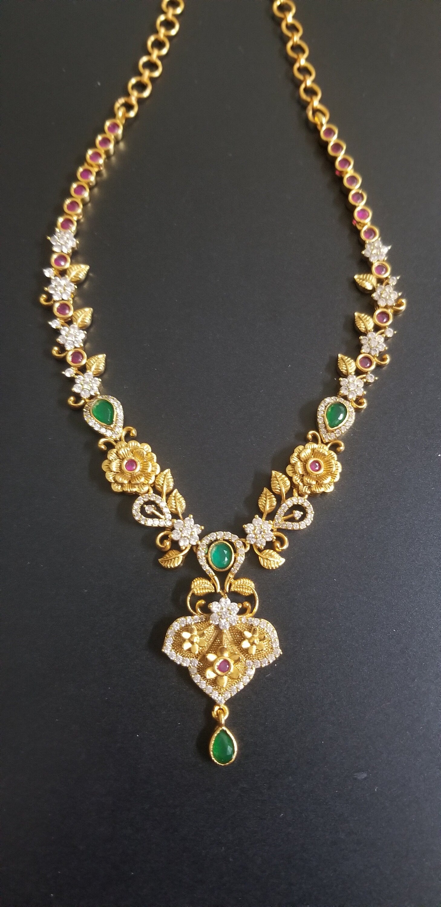 Premium Quality CZ matte finish Necklace with Beautiful Earrings