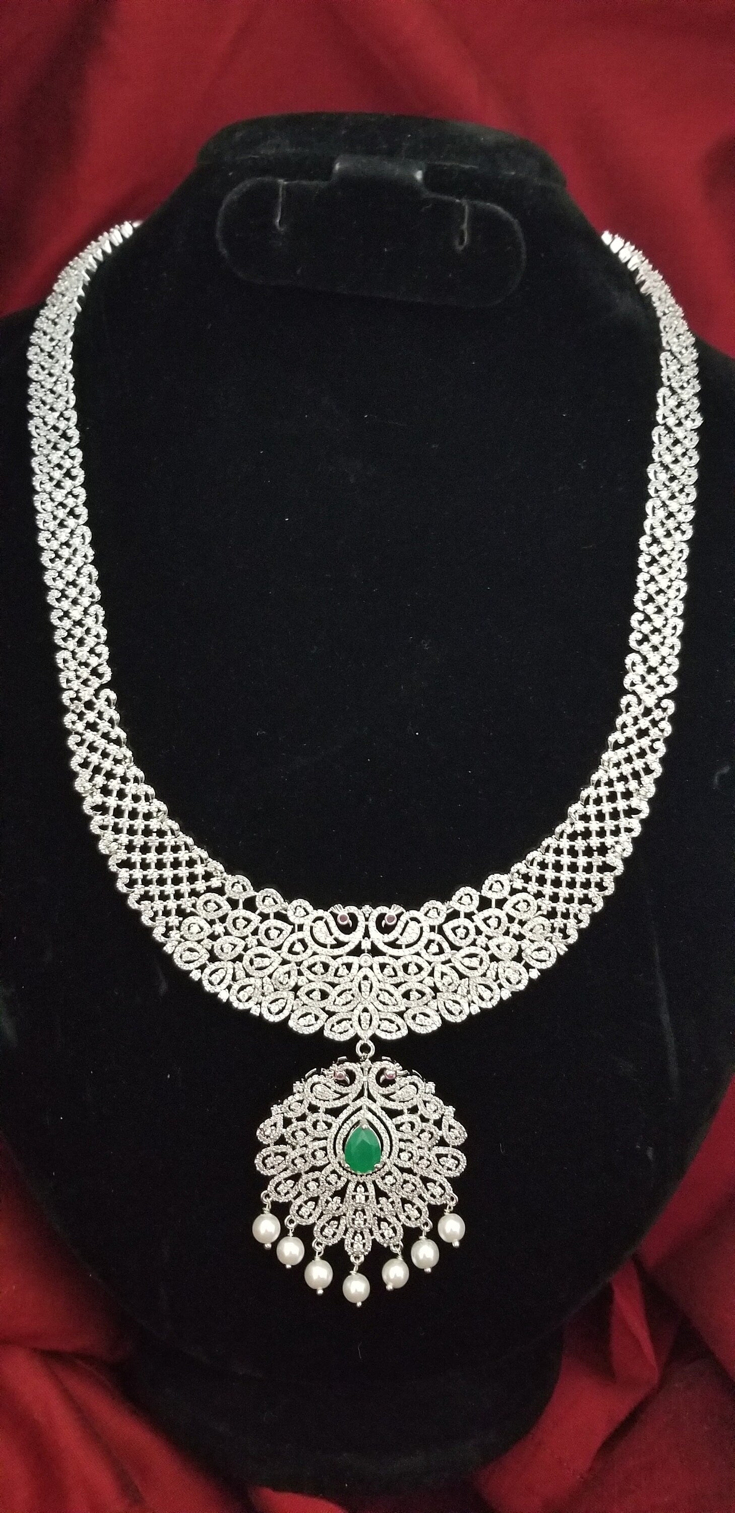 Premium Quality AD Bridal Haram set (Removable Pendent) - Bollywood Haram - Partywear Haram set