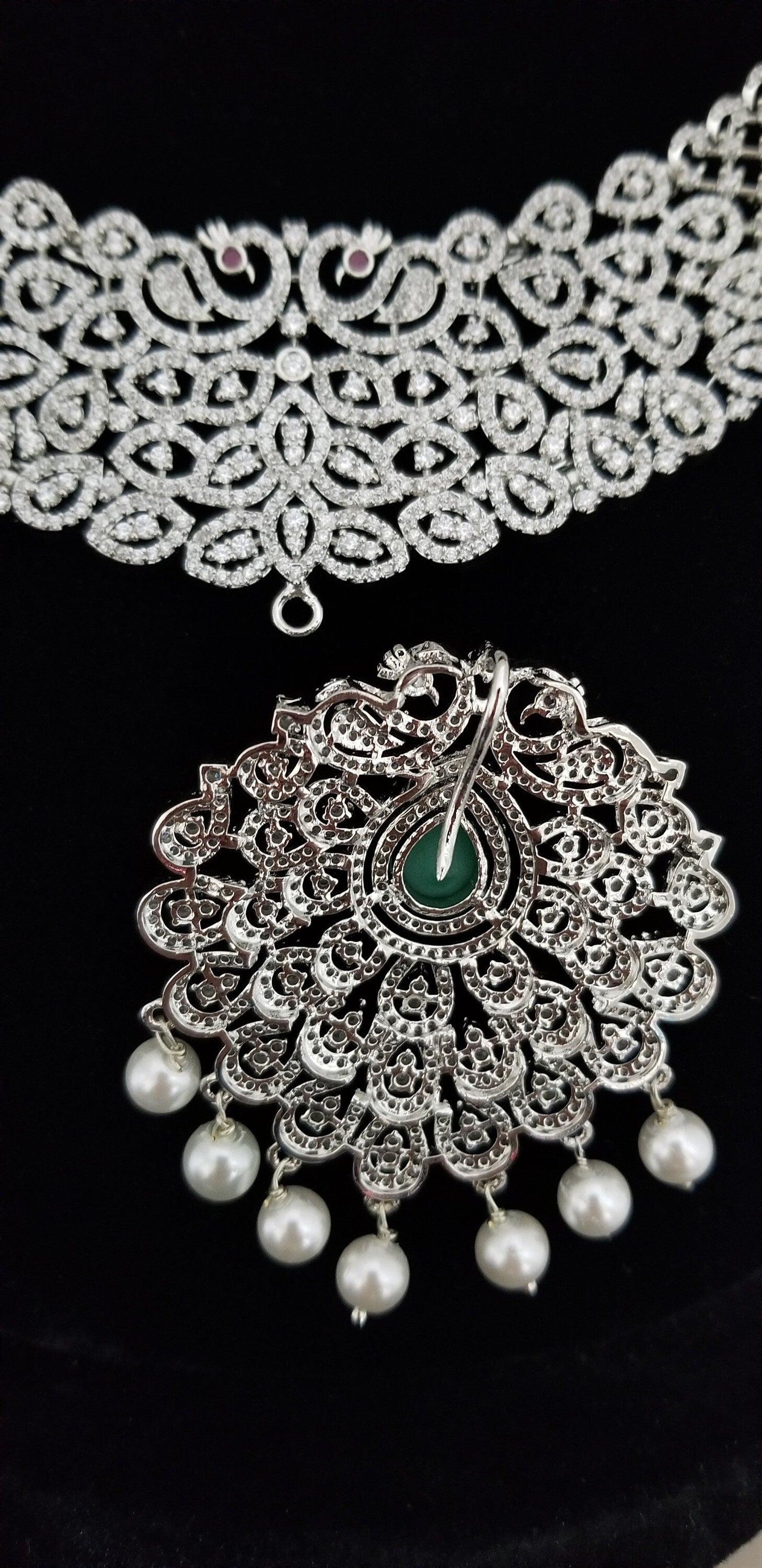 Premium Quality AD Bridal Haram set (Removable Pendent) - Bollywood Haram - Partywear Haram set