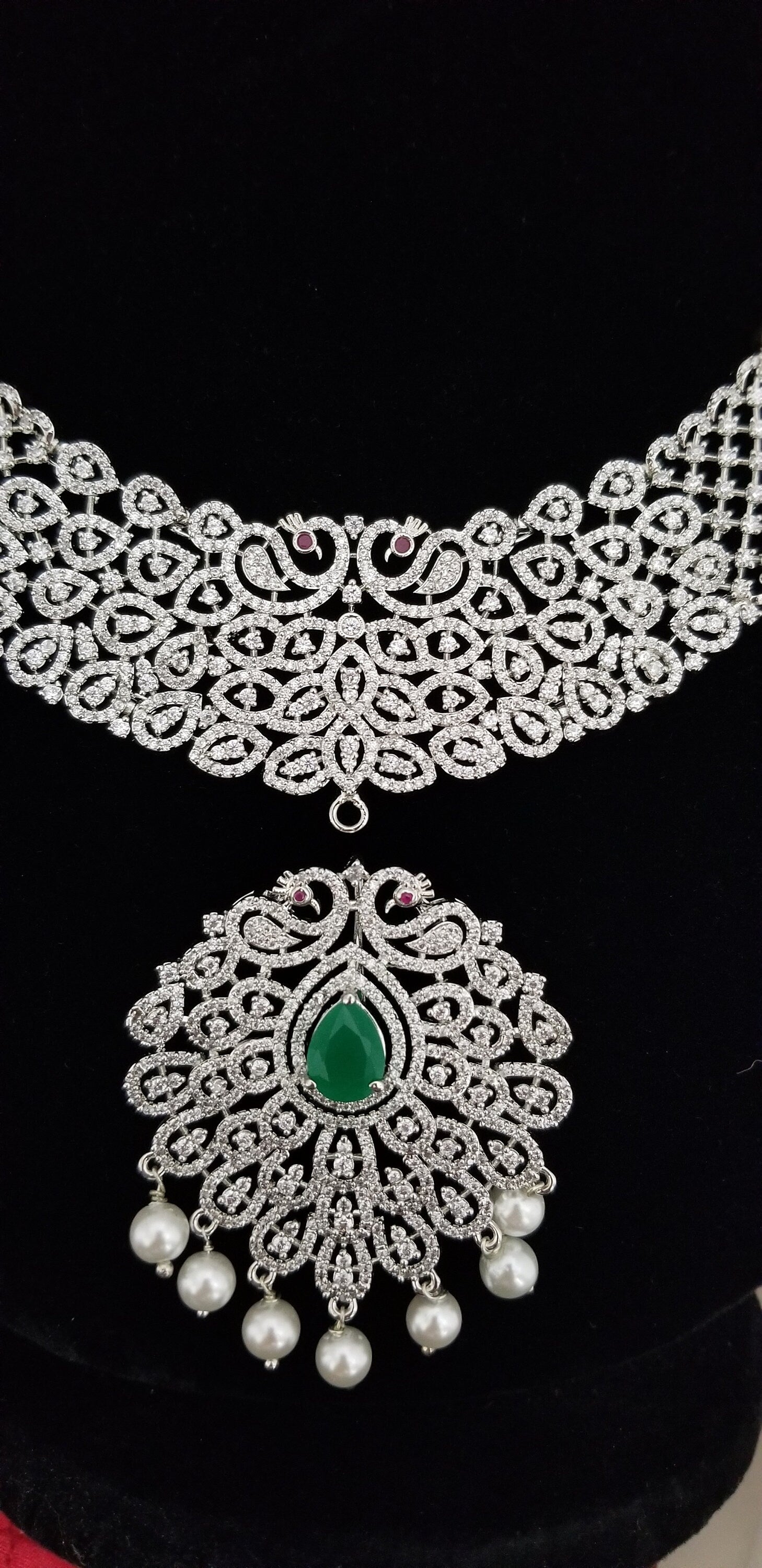 Premium Quality AD Bridal Haram set (Removable Pendent) - Bollywood Haram - Partywear Haram set