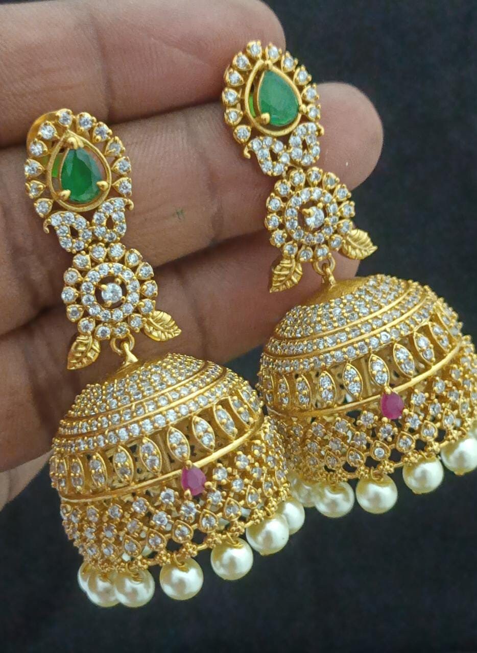 Premium Quality premium polish long Big Jhumka with hangings pearls