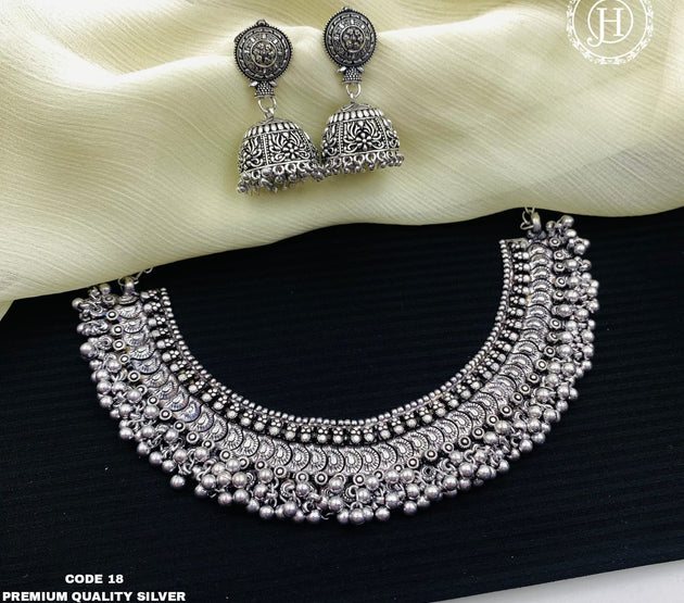 Premium quality partywear  Oxidized silver Necklace with matching Earrings