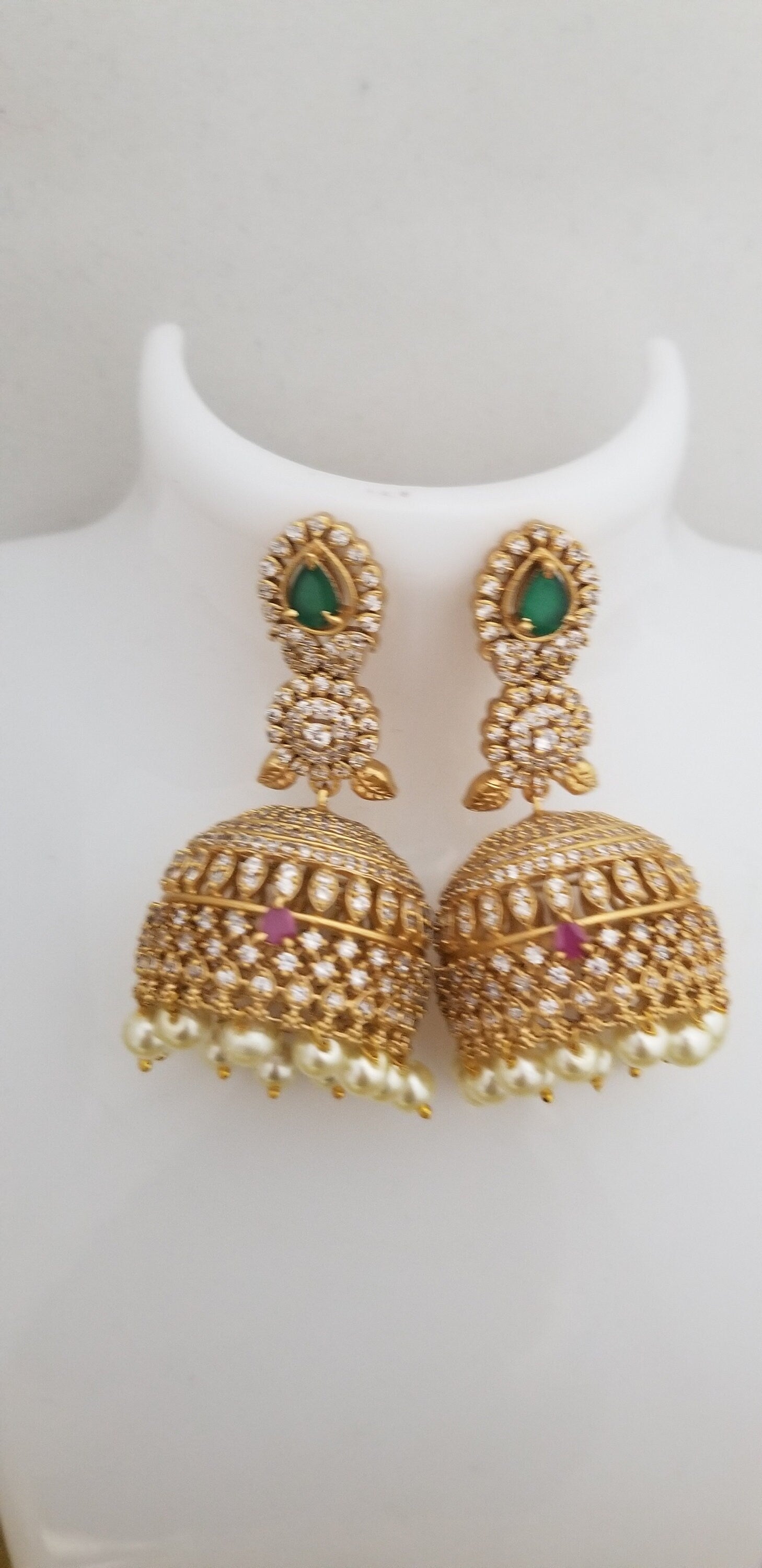 Premium Quality premium polish long Big Jhumka with hangings pearls