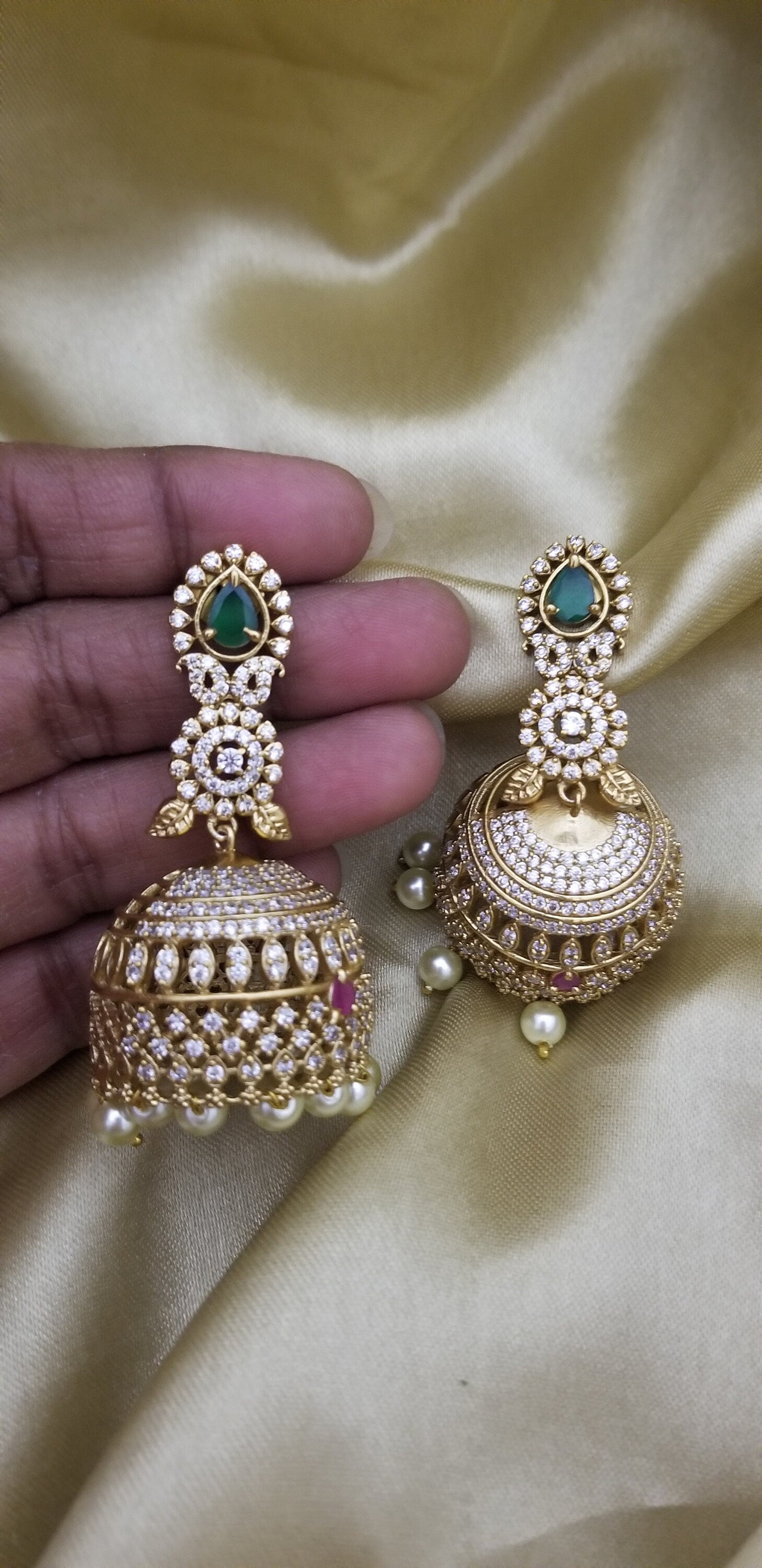 Premium Quality premium polish long Big Jhumka with hangings pearls