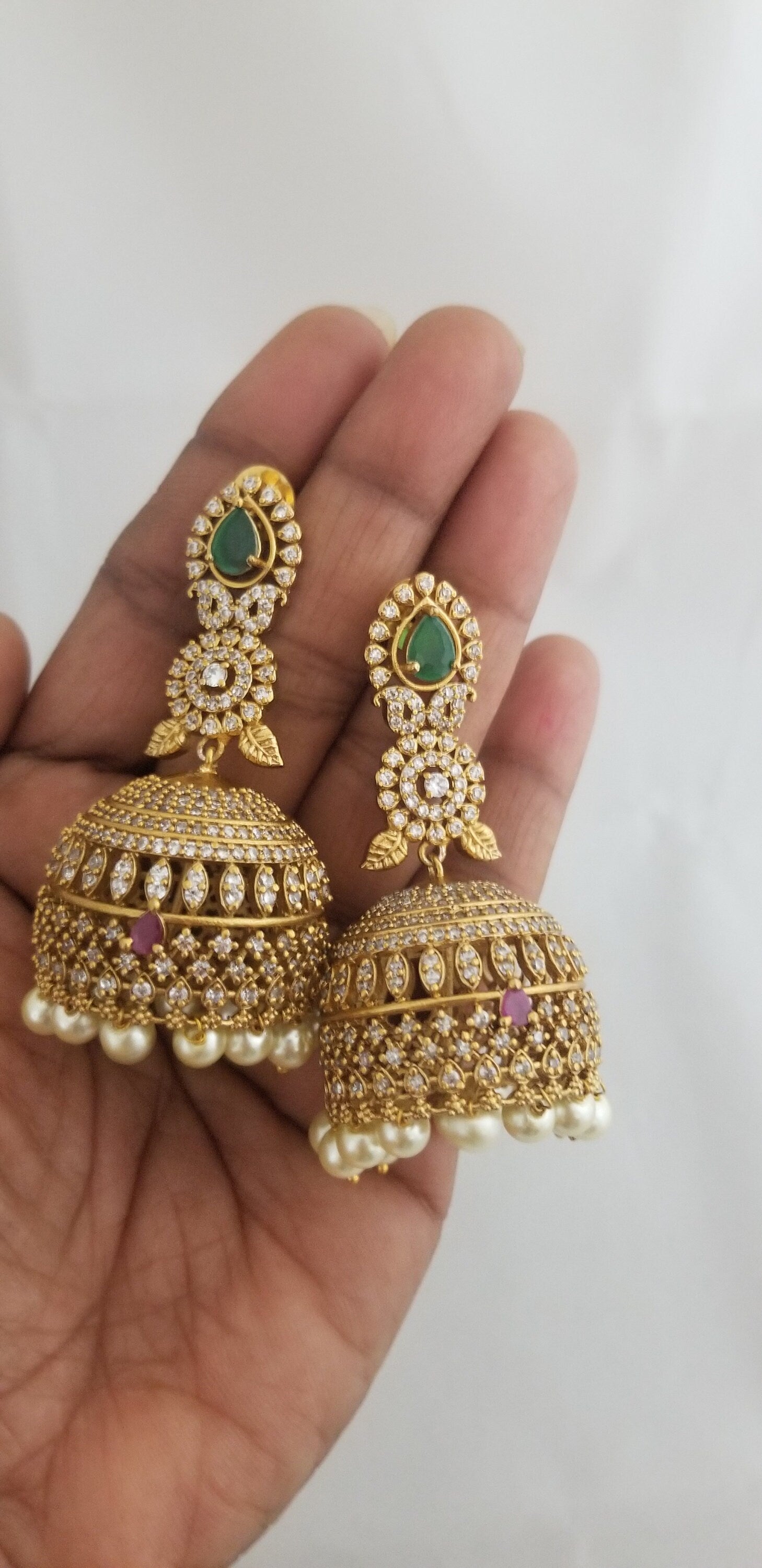 Premium Quality premium polish long Big Jhumka with hangings pearls
