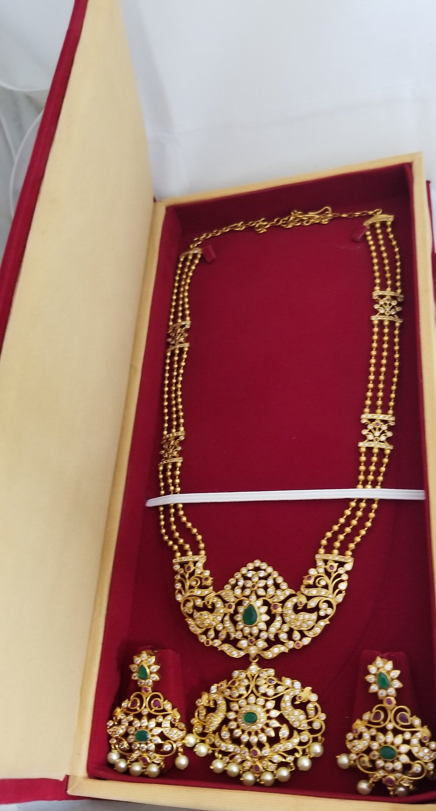 Wedding Jewelry velvet box Haram Earring Display case storage Holder (Horizontal opening Dark Red Color