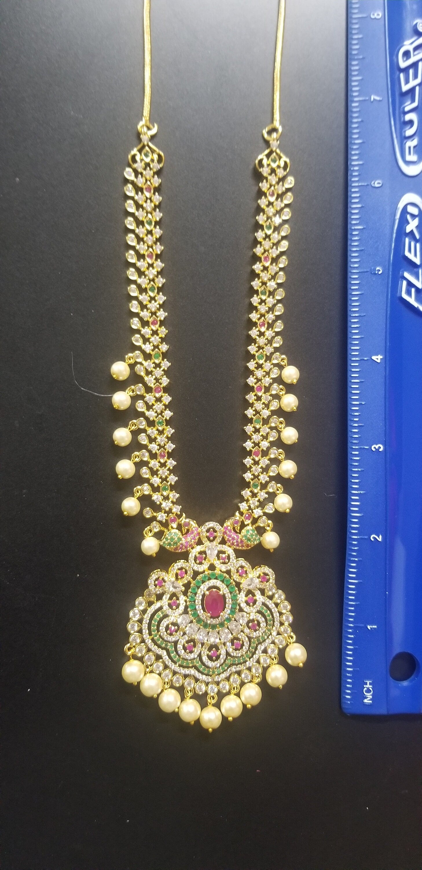 Premium Quality CZ stone Necklace with Beautiful Jhumka - Gold Jewelry Replica