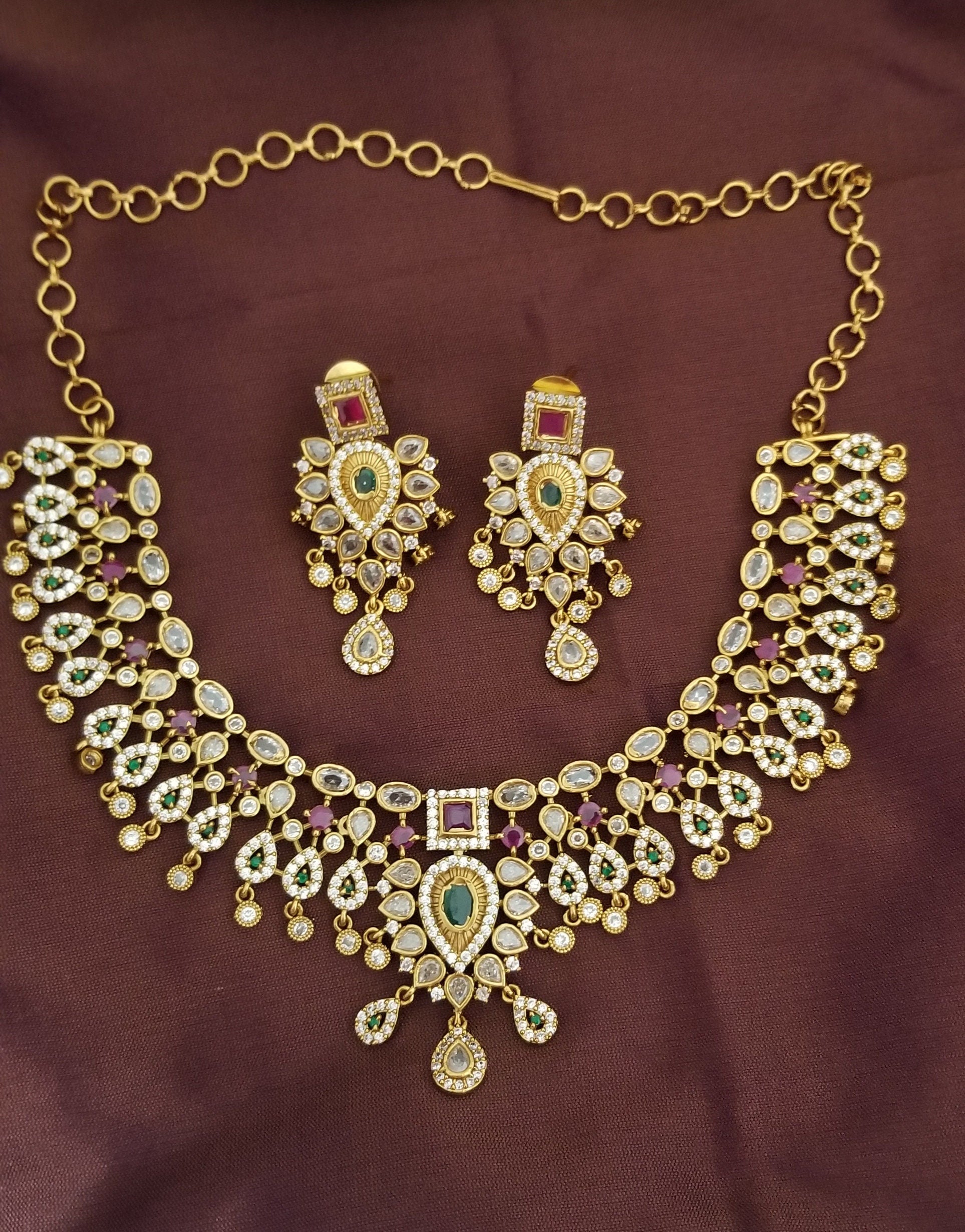 Premium Quality Matte finish Choker cum Necklace with Beautiful Earrings