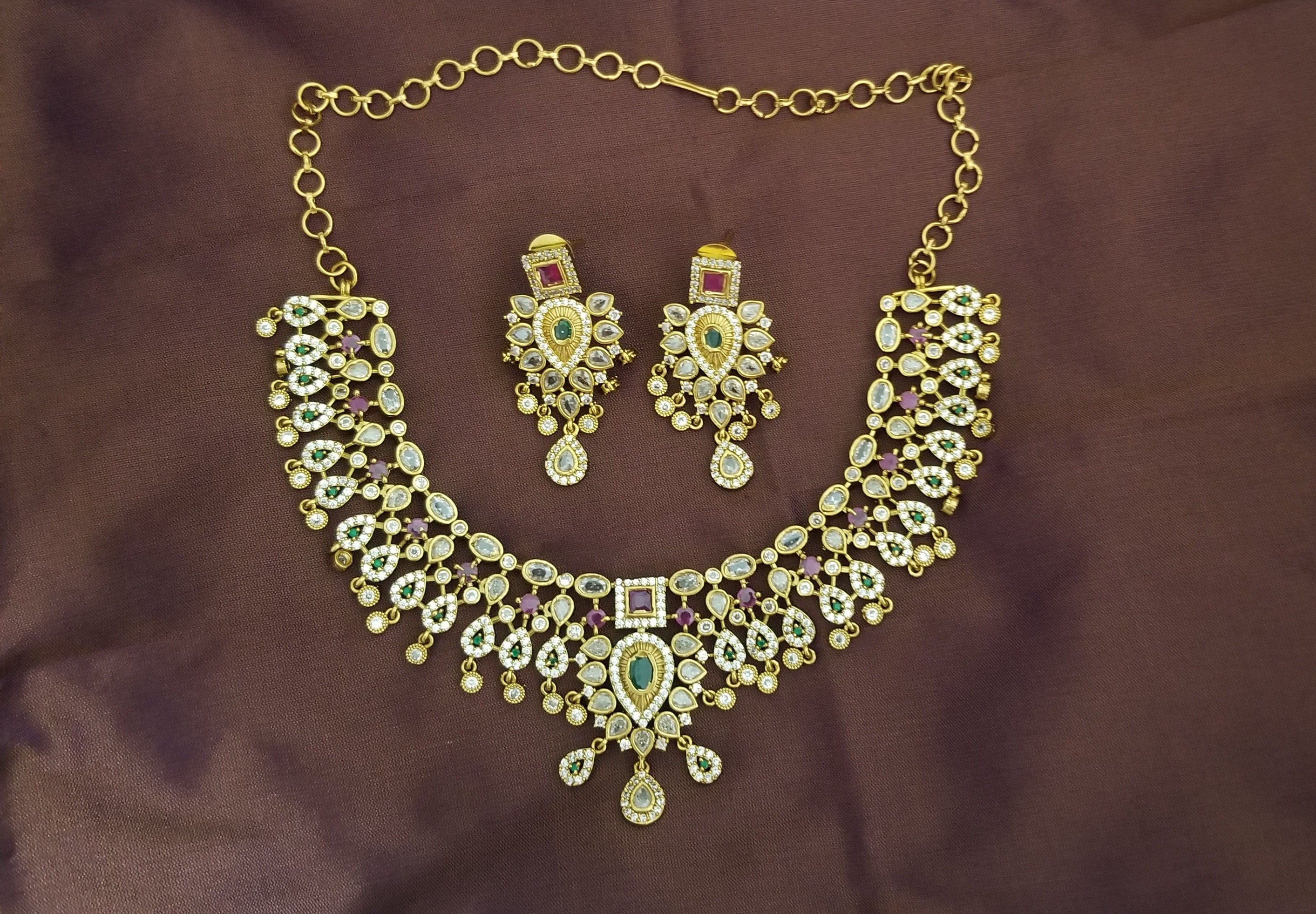 Premium Quality Matte finish Choker cum Necklace with Beautiful Earrings