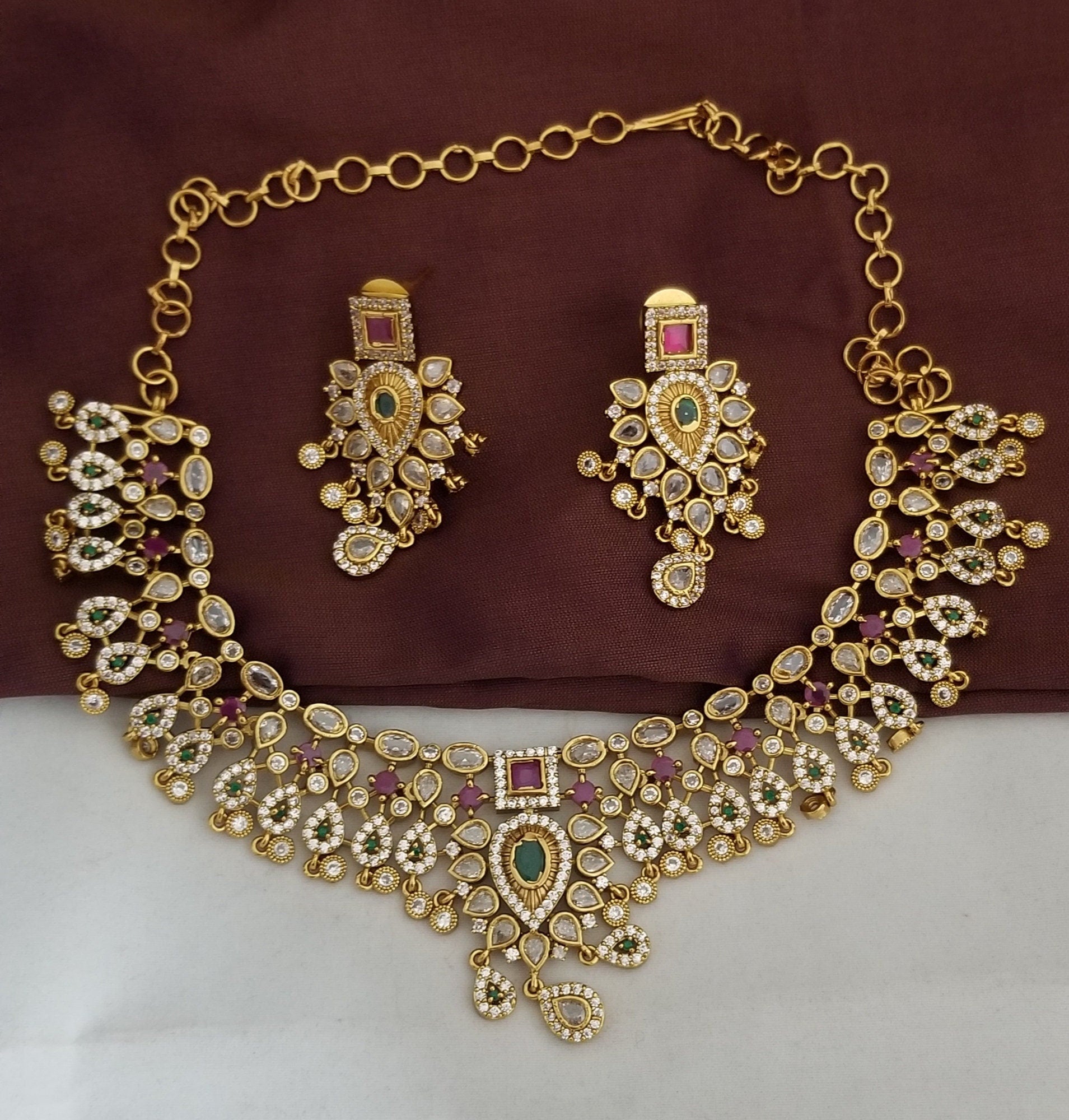 Premium Quality Matte finish Choker cum Necklace with Beautiful Earrings