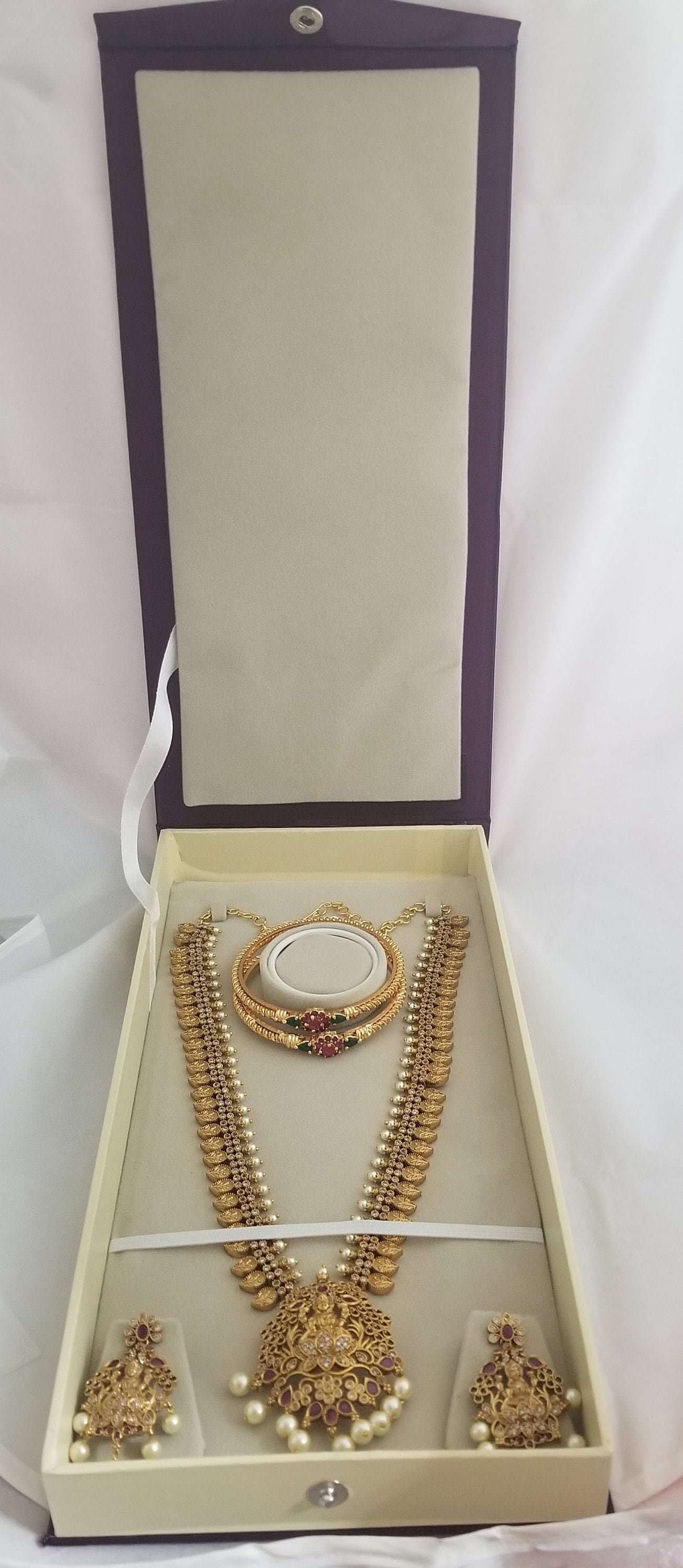 Wedding Jewelry Satin box (inside velvet) Haram Earring Display case storage Holder (Vertical opening)