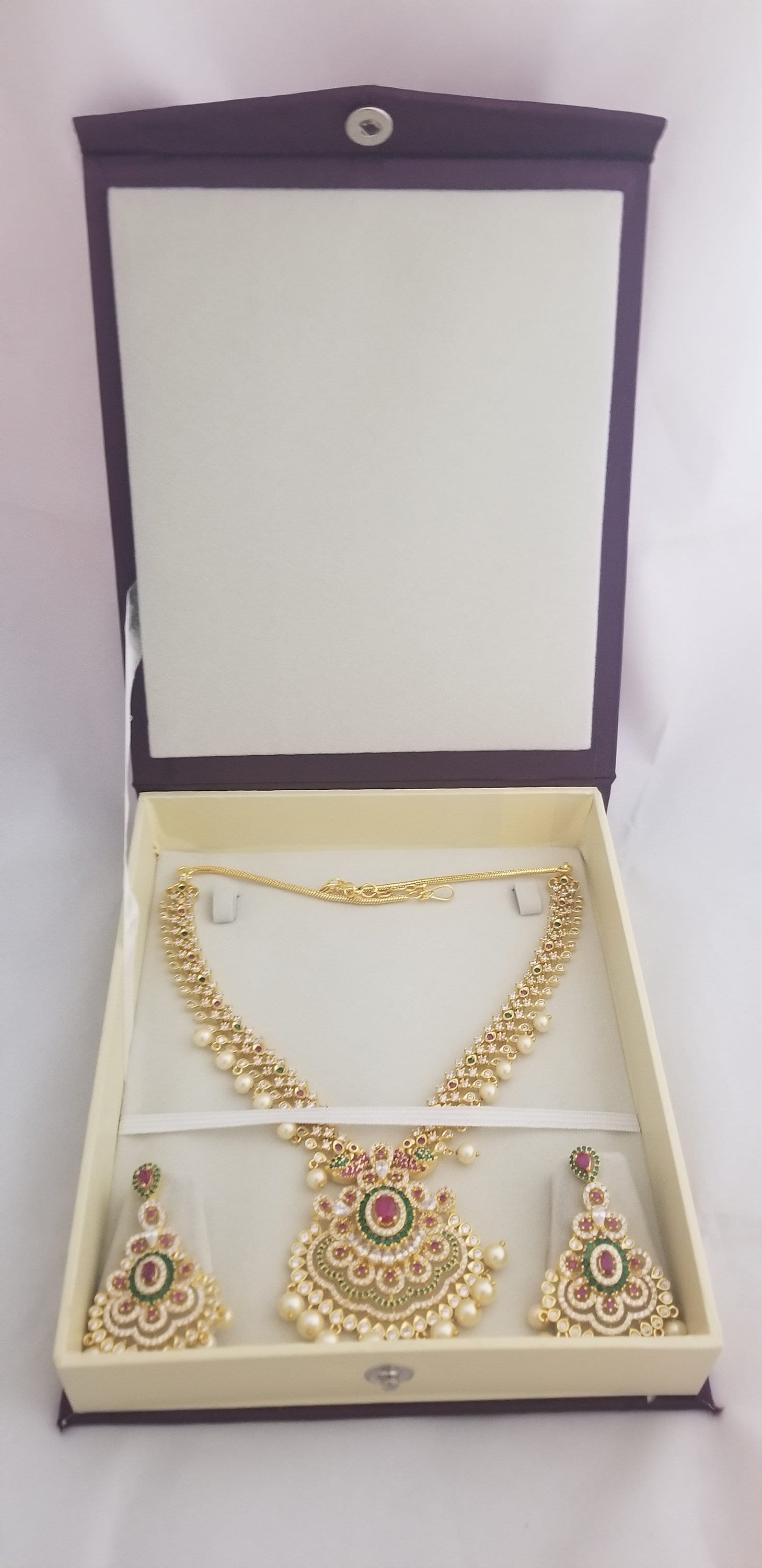 Wedding Jewelry Satin box (Inside velvet) Necklace Earring Display case storage Holder (vertical opening)