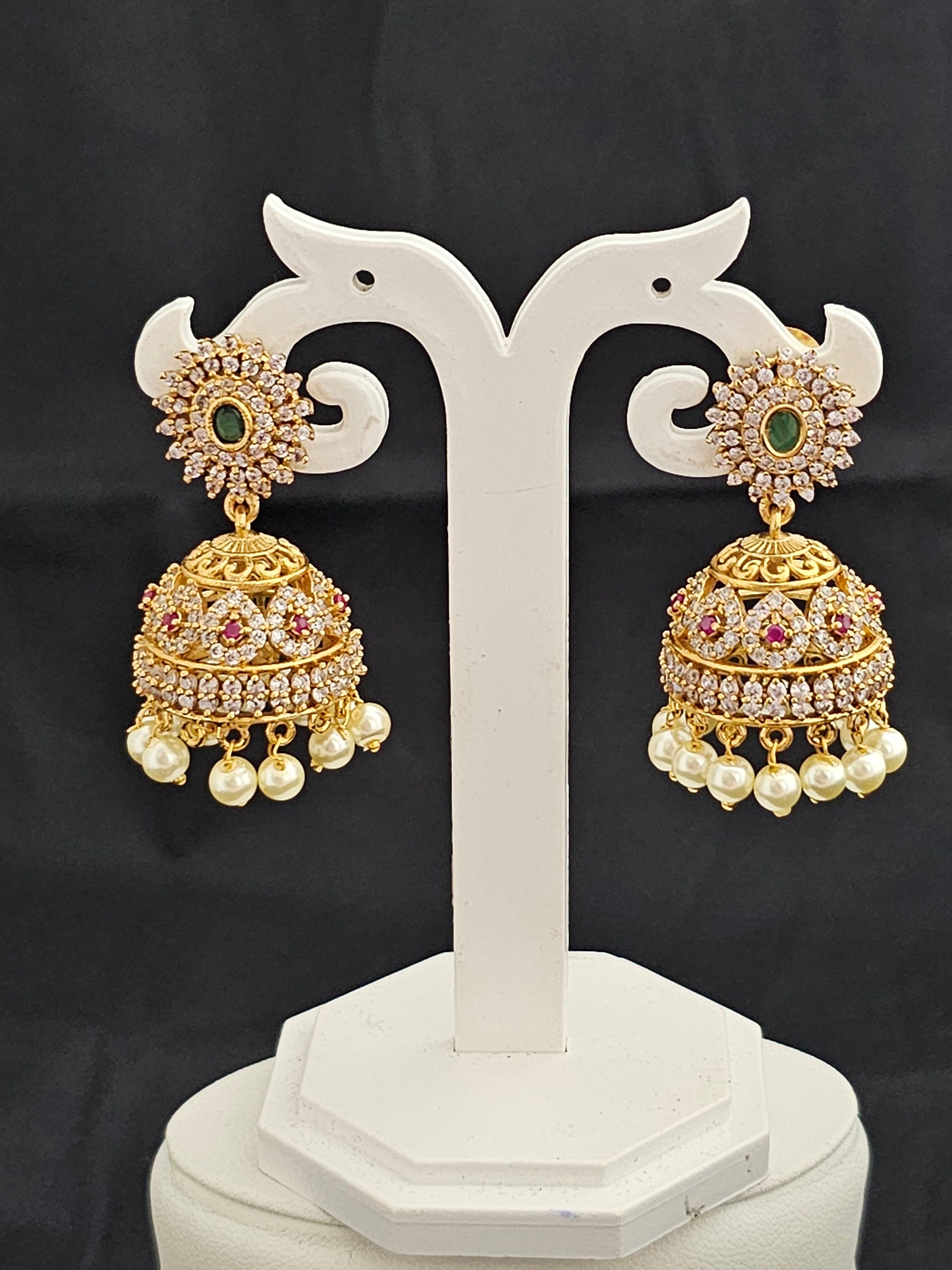 Premium Quality premium polish Jhumka with hangings pearls