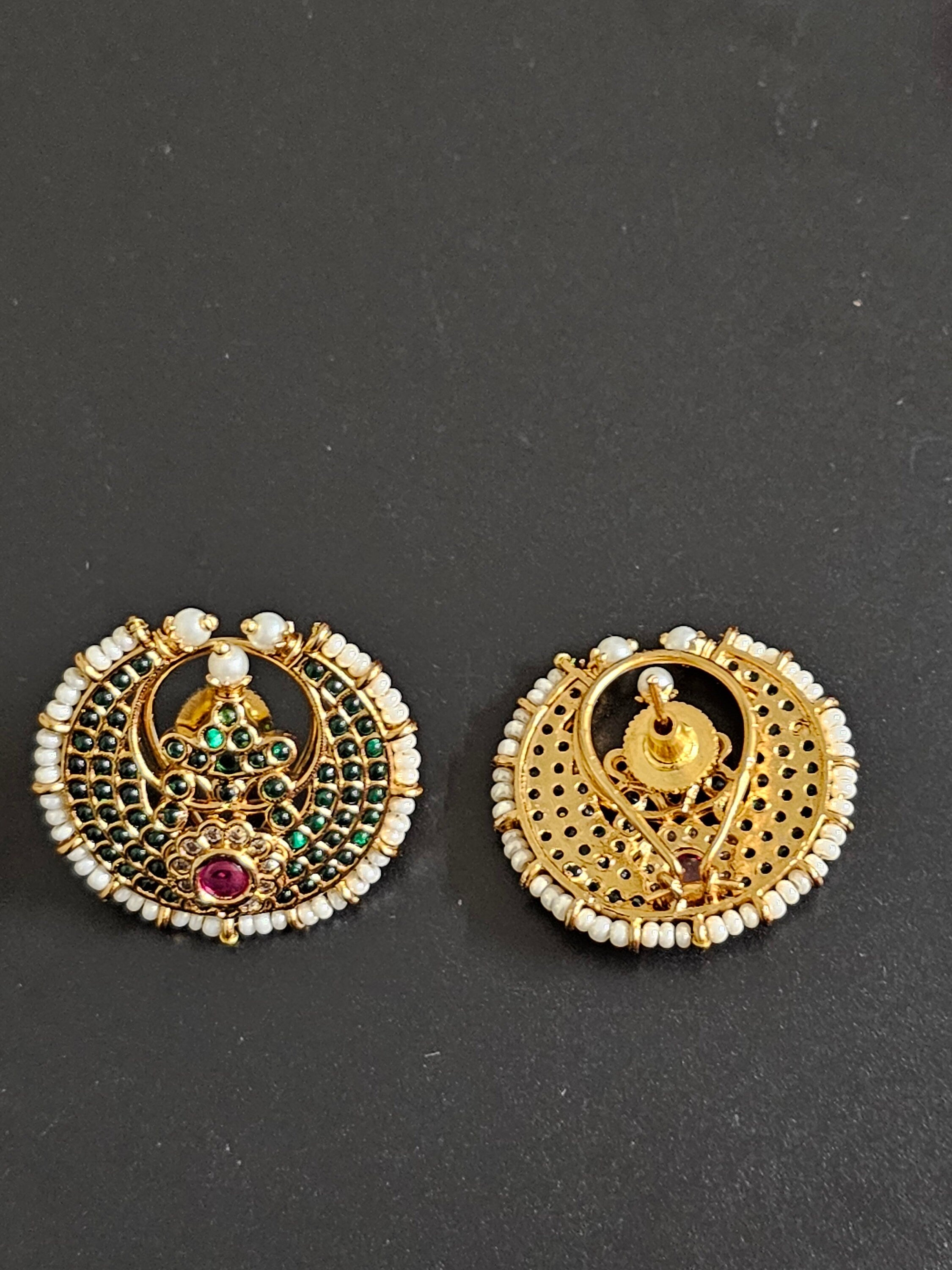 Kemp stone Premium Quality premium polish Chandbali Earrings