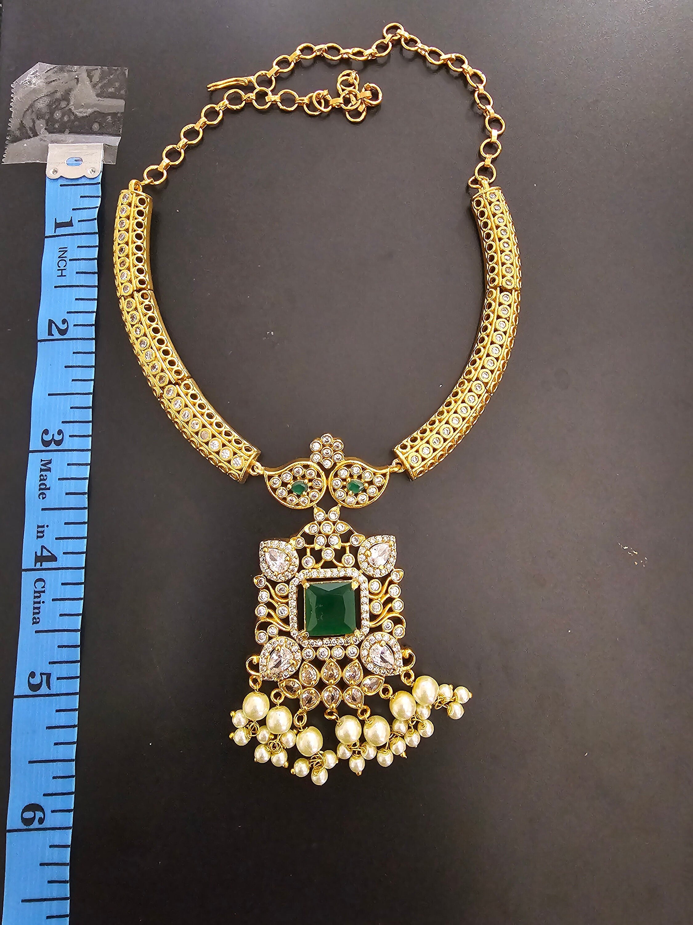 Premium Quality bend tube stone necklace with matching Jhumki - Fashion Jewelry