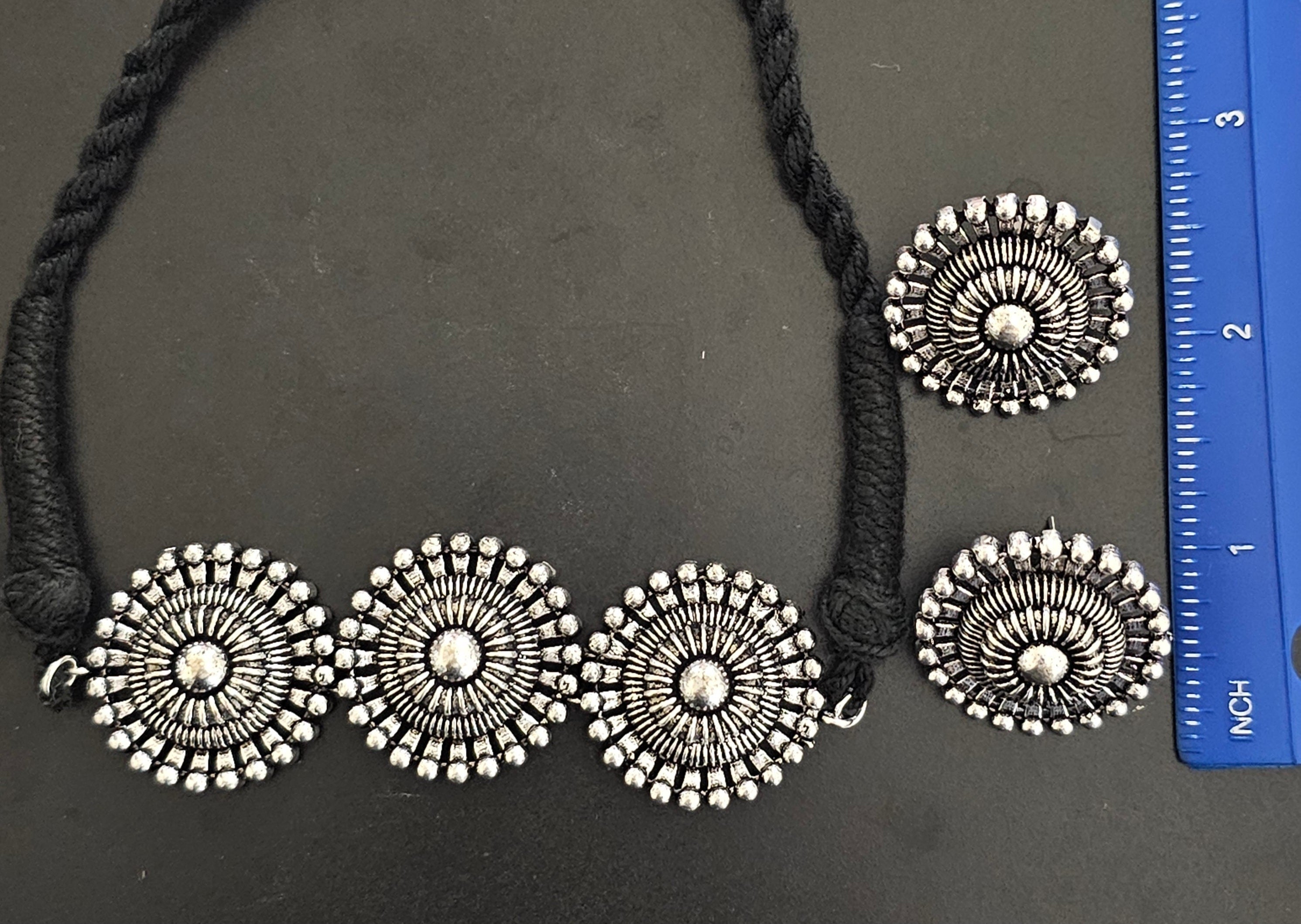 Premium quality Antique Silver Choker with matching Earrings