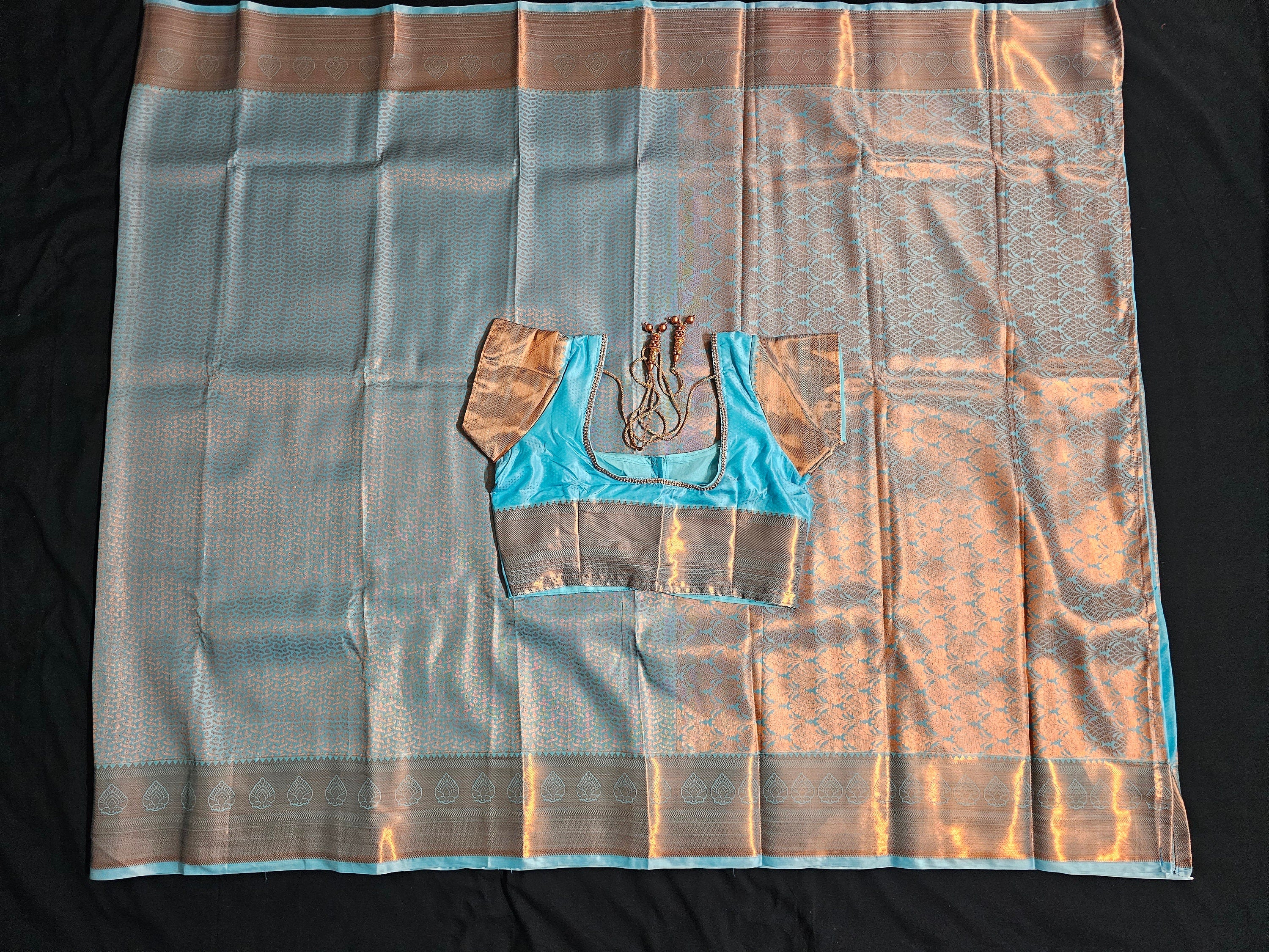 Elite bridal Silk saree - Real 3D embosed body - Samutrika/Vasthrakala style wedding saree with stitched blouse - Blouse size 36 (Upto 40)
