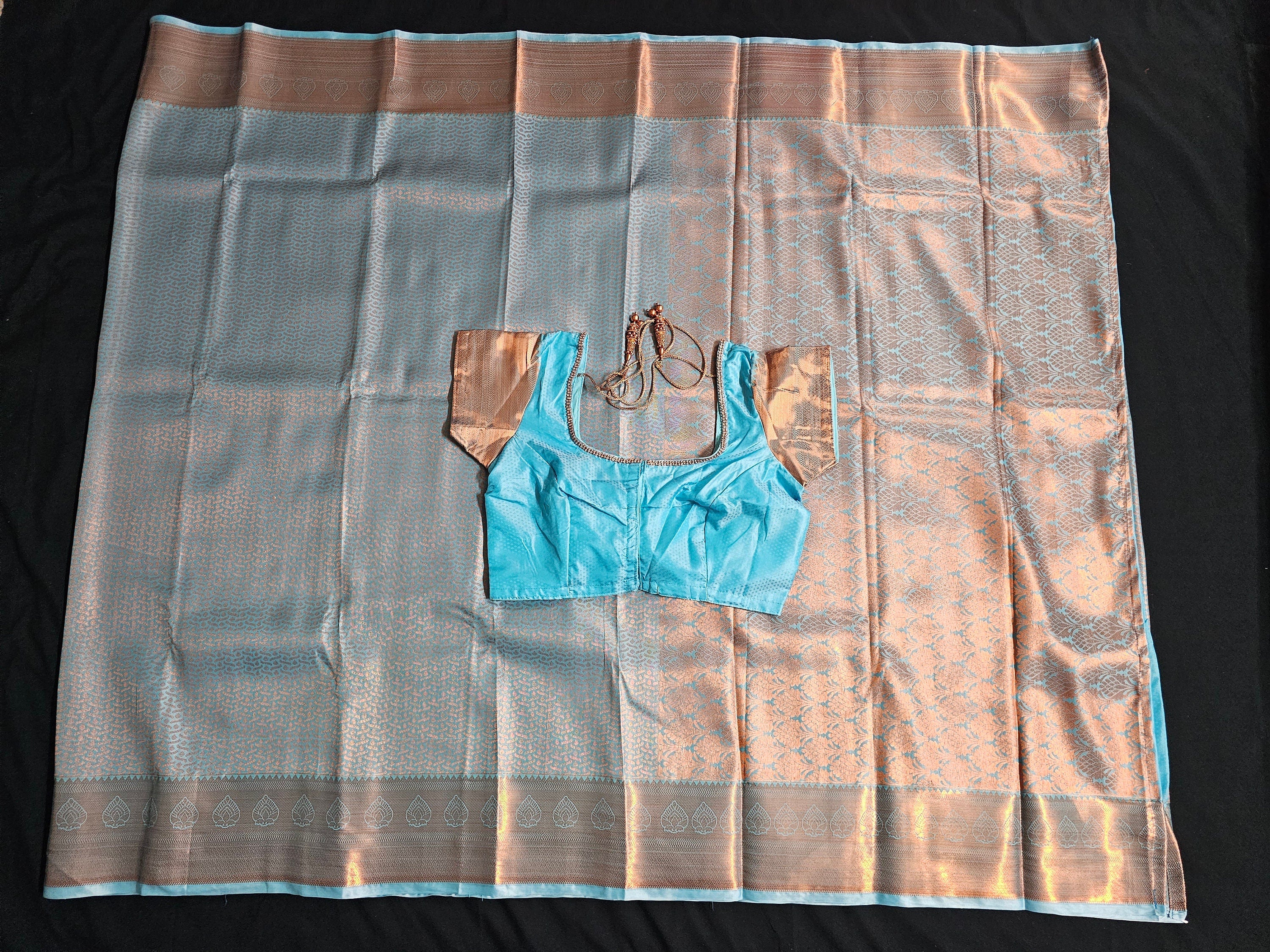 Elite bridal Silk saree - Real 3D embosed body - Samutrika/Vasthrakala style wedding saree with stitched blouse - Blouse size 36 (Upto 40)