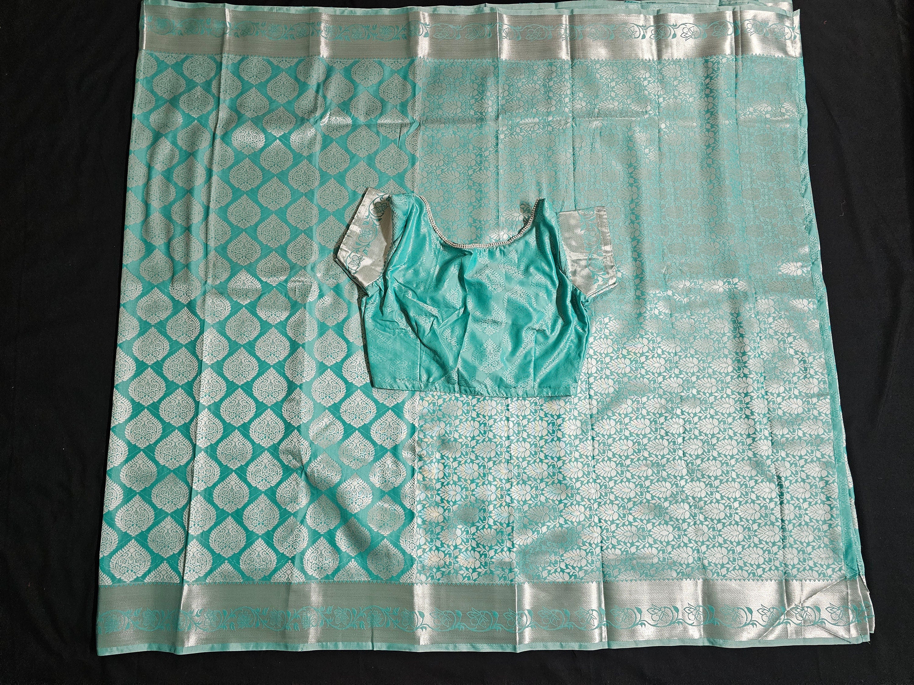 Elite bridal Silk saree - Real 3D embosed body - Samutrika/Vasthrakala style wedding saree with stitched blouse - Blouse size 36 (Upto 40)