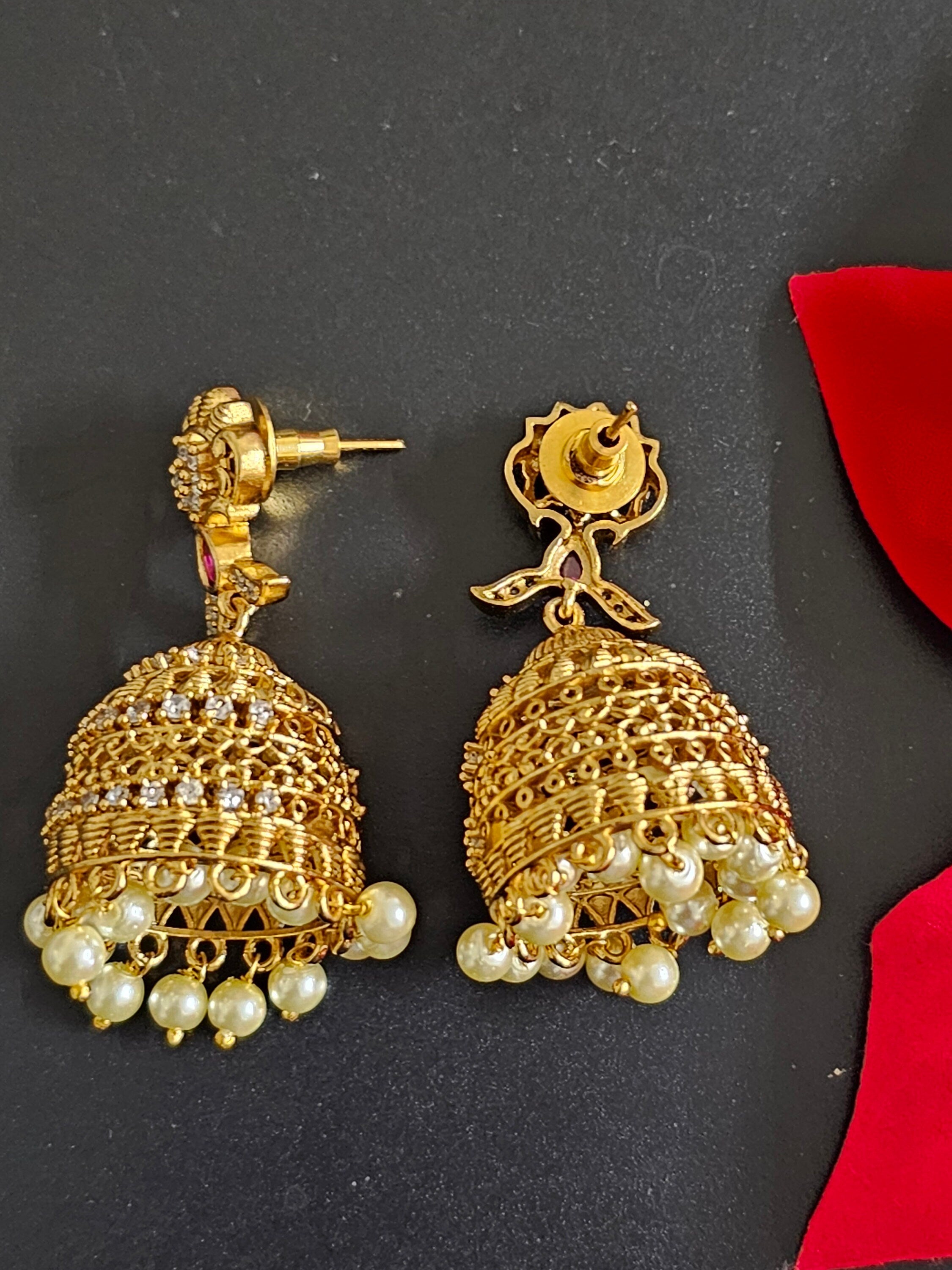 Premium Quality premium polish long Big Jhumka with hangings pearls