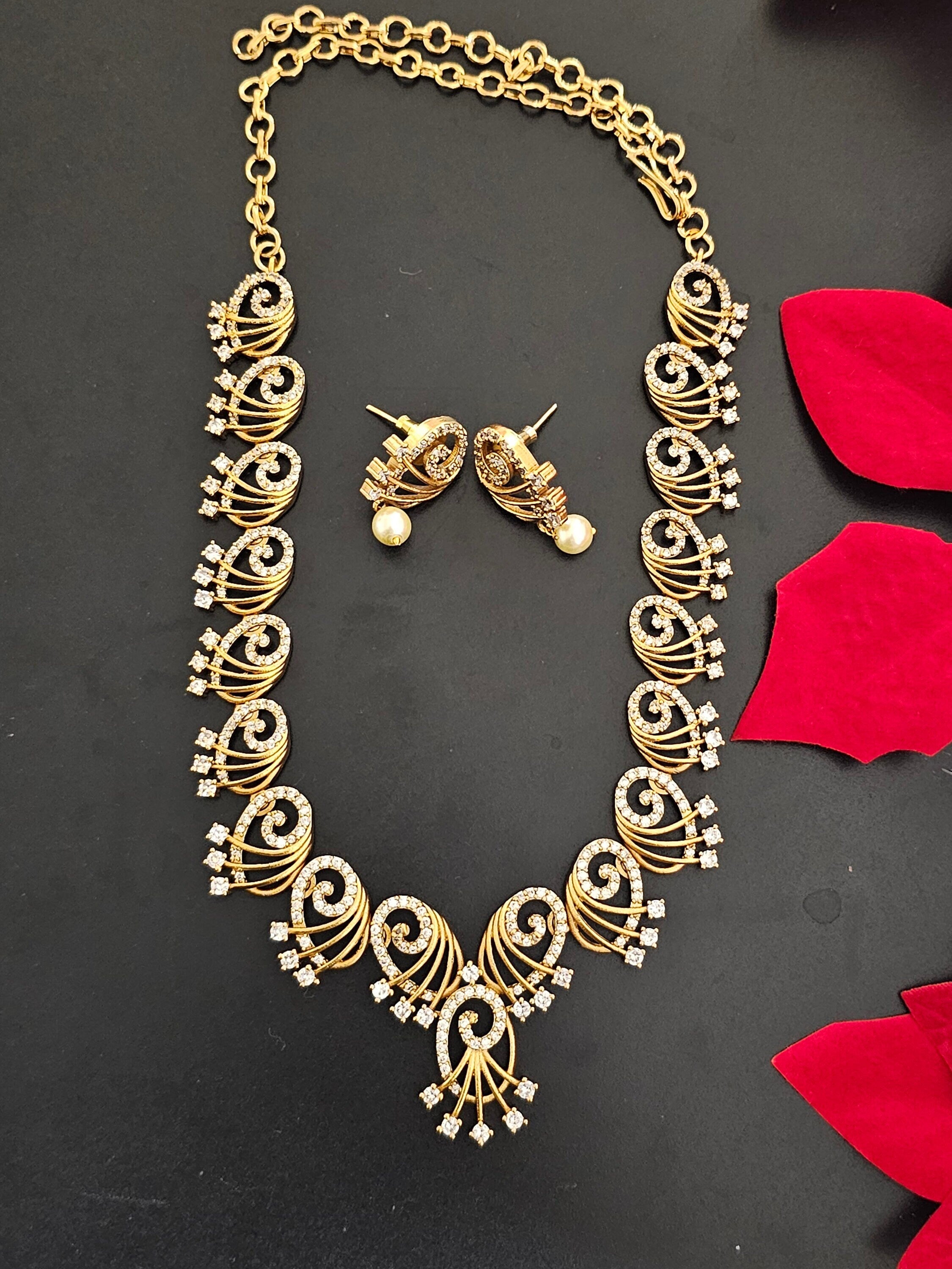 Peacock Premium Quality stone necklace with Earrings - Fashion Jewelry